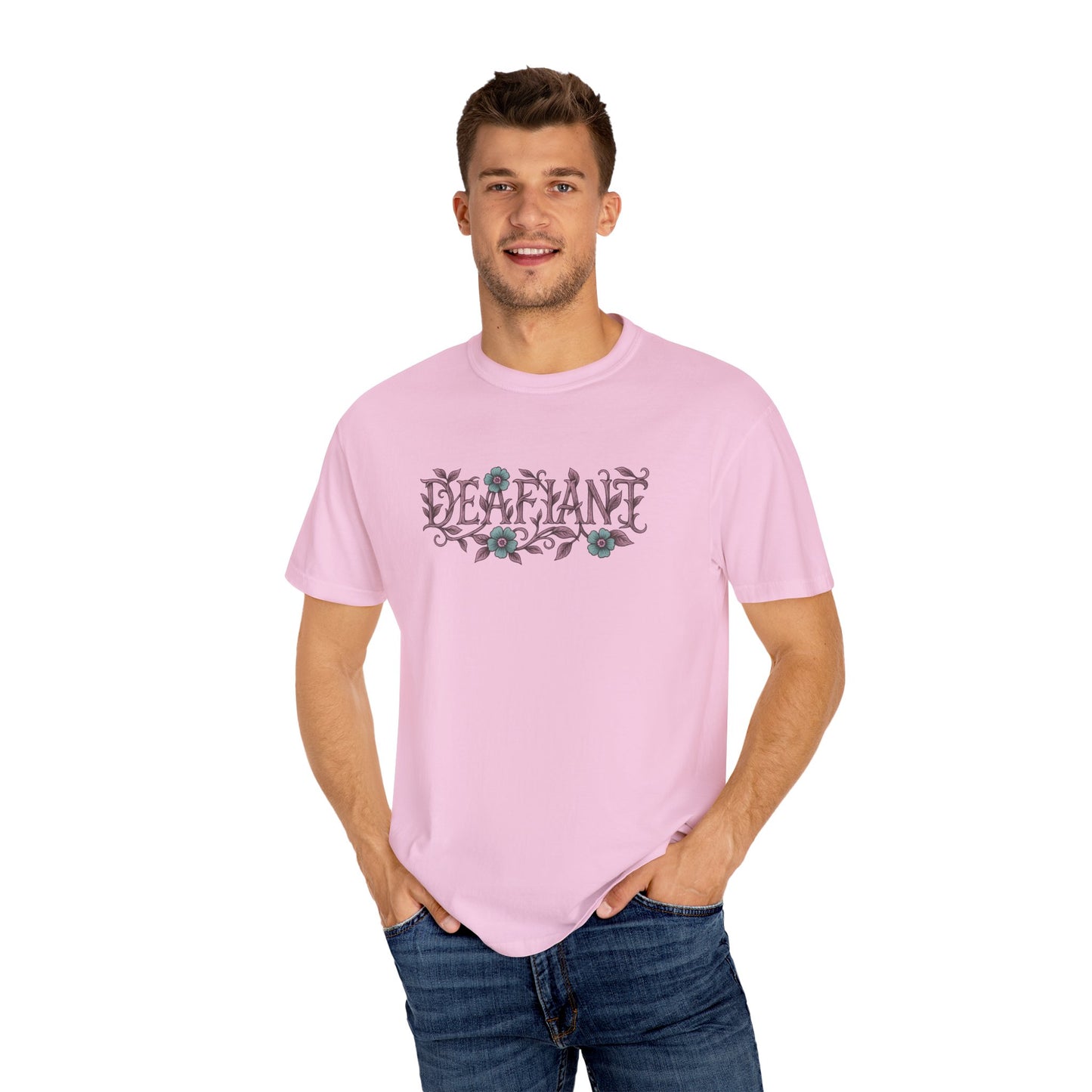 "Rooted & Rebellious" β The Pink Llama x DEAFIANT Floral Collab Tee | Unisex Garment-Dyed T-shirt