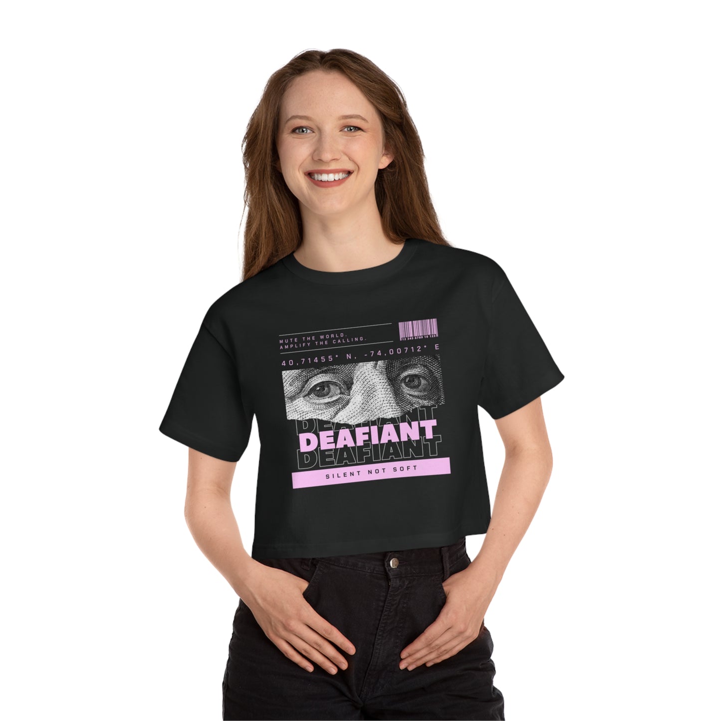 DEAFIANT Deaf Money Talks Champion Cropped T-Shirt