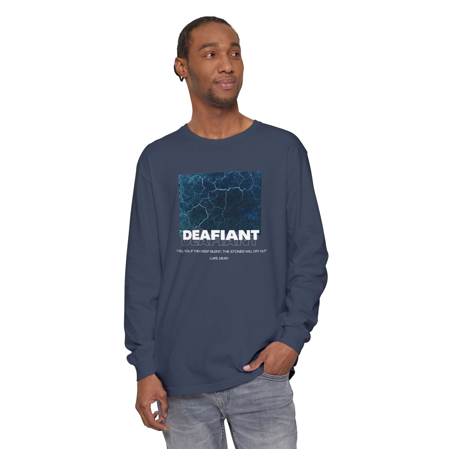 DEAFIANT Stones Cry Out | Garment-Dyed Long Sleeve T-Shirt