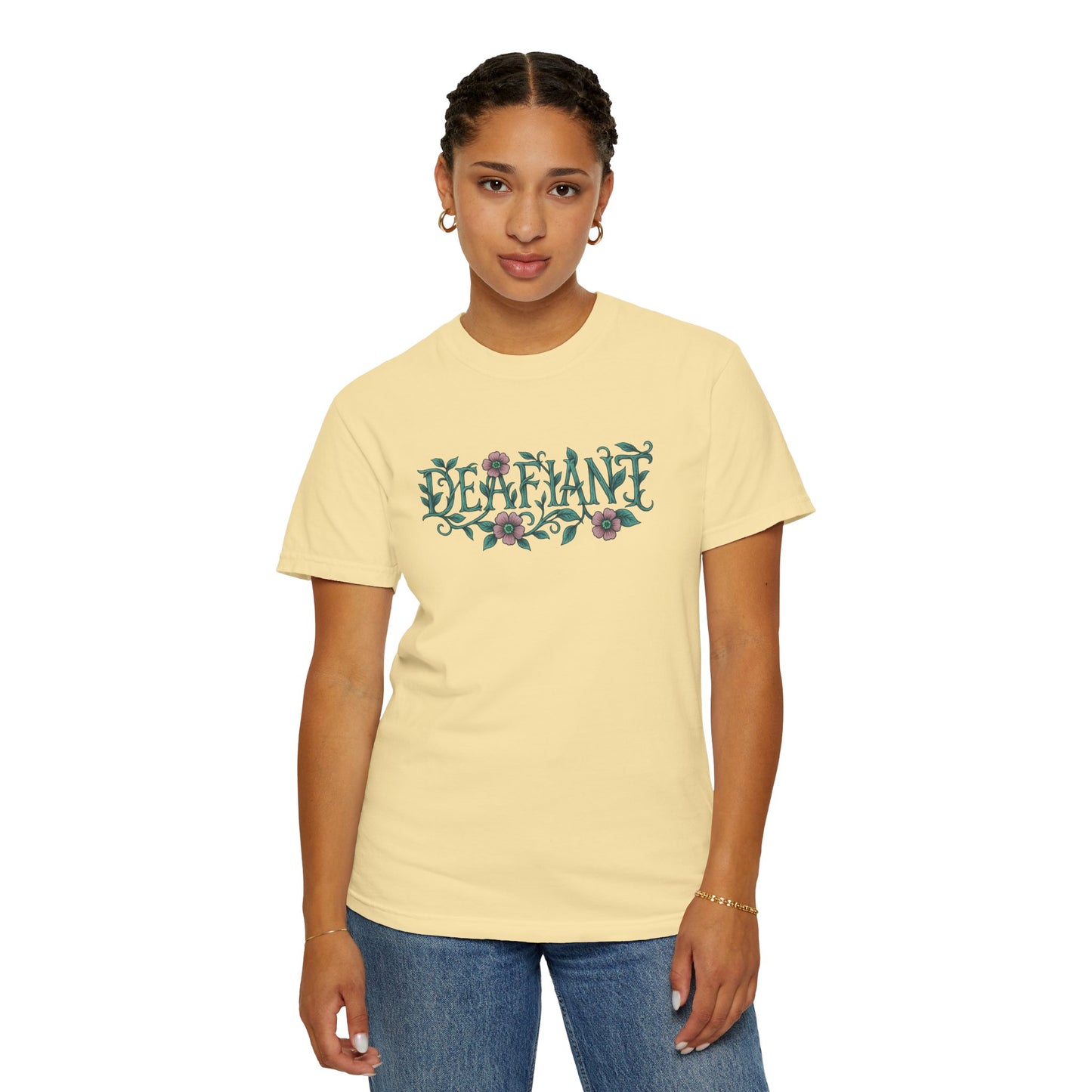 "Rooted Rebels β The Pink Llama x DEAFIANT Floral Collab Tee Unisex T-Shirt