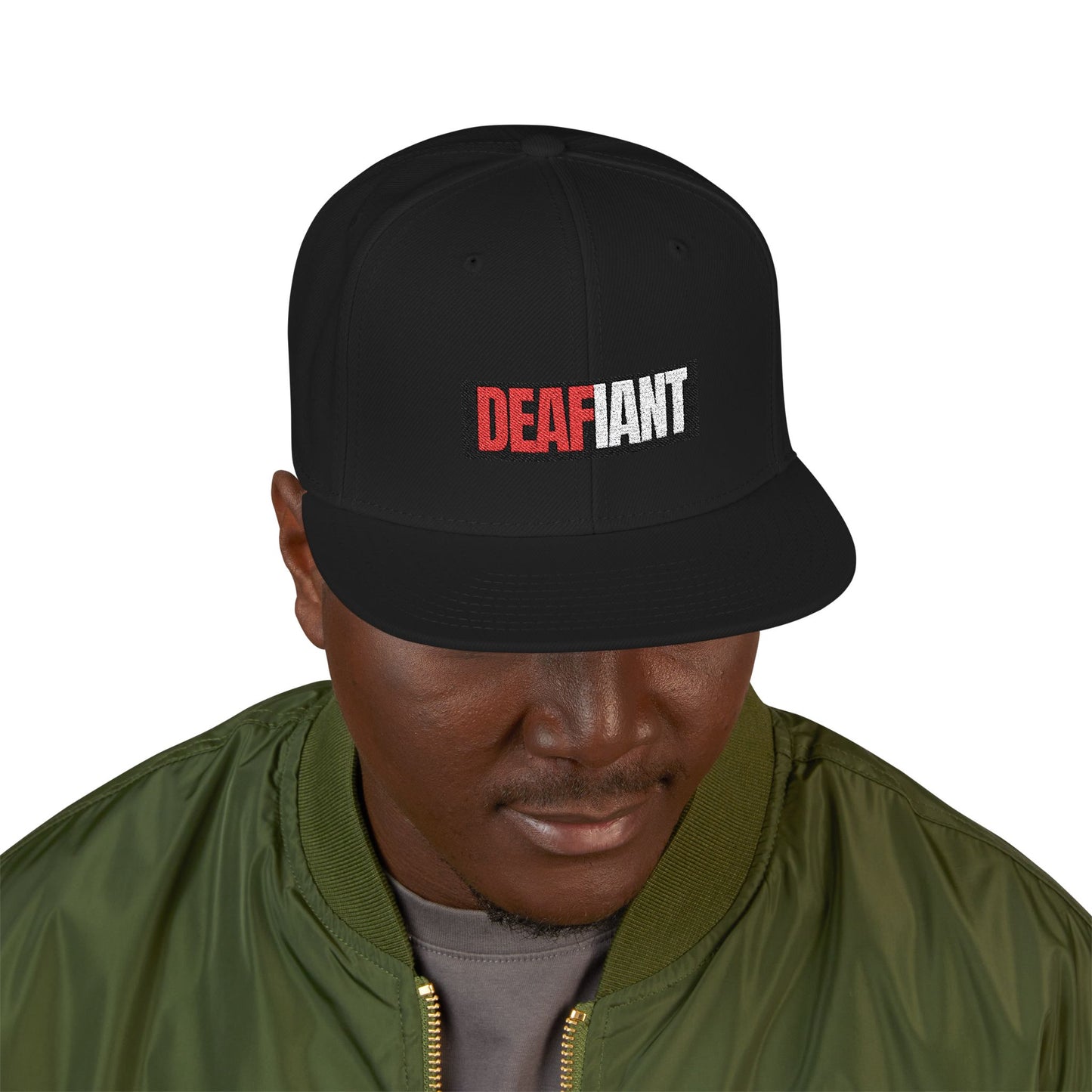 DEAFIANT Deaf OG Embroidered Snapback Hat