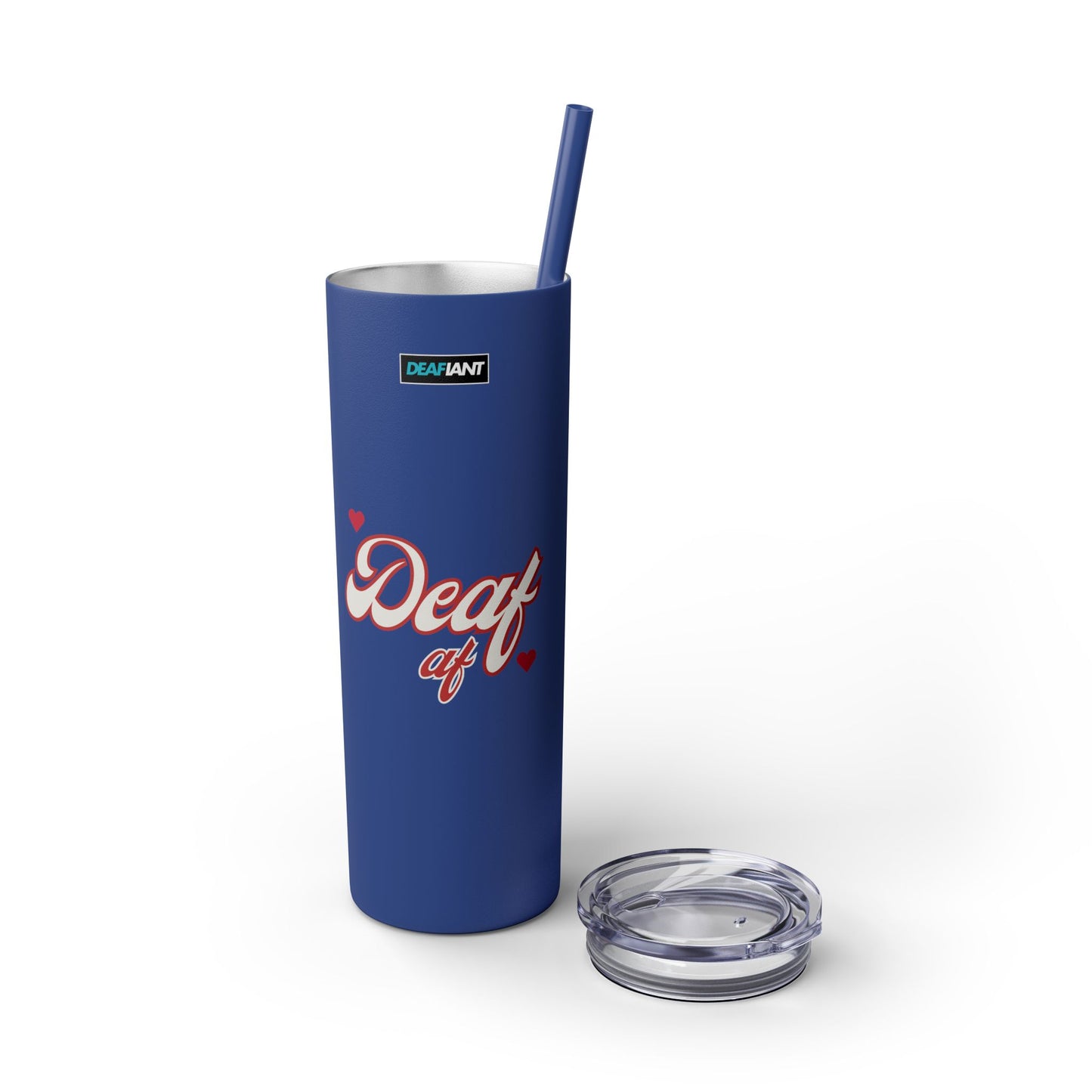 DEAFIANT Deaf AF Skinny Tumbler with Straw, 20oz