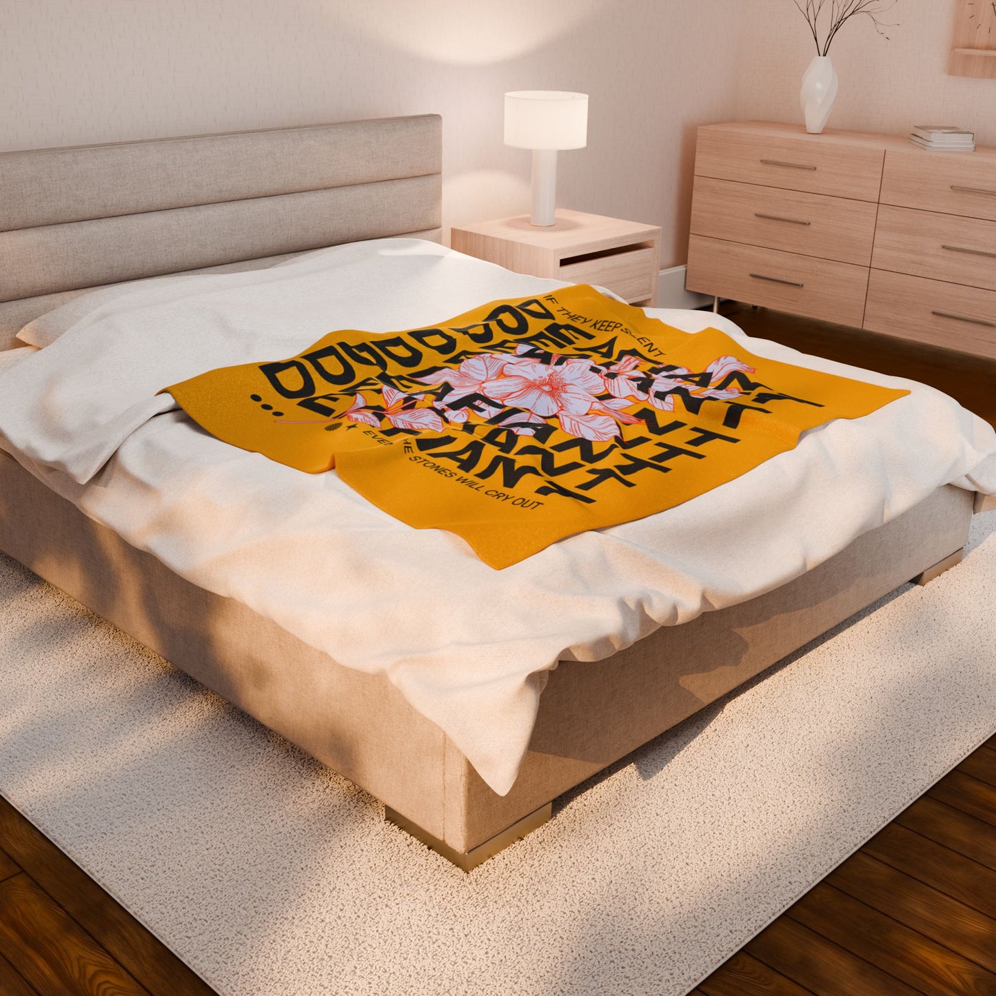 DEAFIANT Stones Cry Out Floral Velveteen Plush Blanket