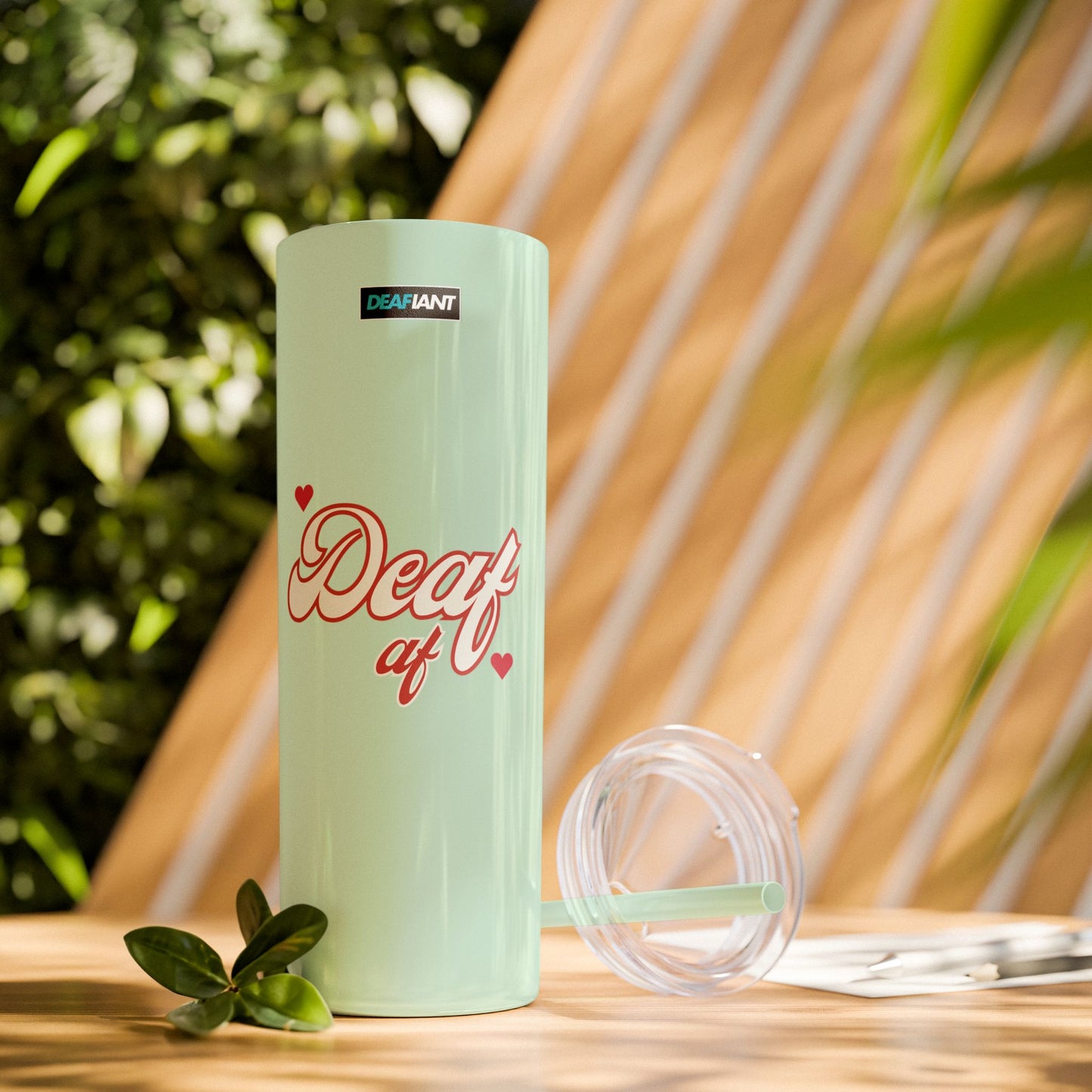 DEAFIANT Deaf AF Skinny Tumbler with Straw, 20oz