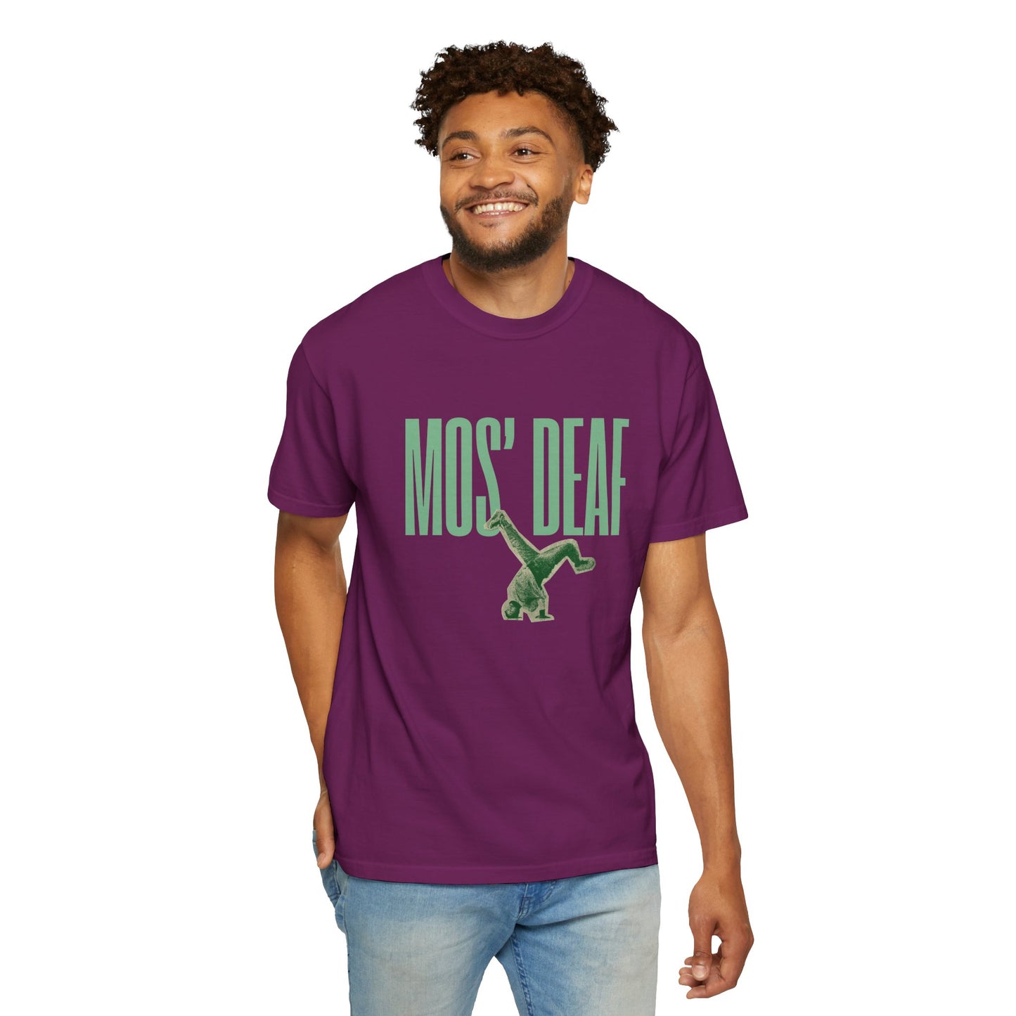 DEAFIANT Mos' Deaf Throwback Tee | Unisex | Garment-dyed
