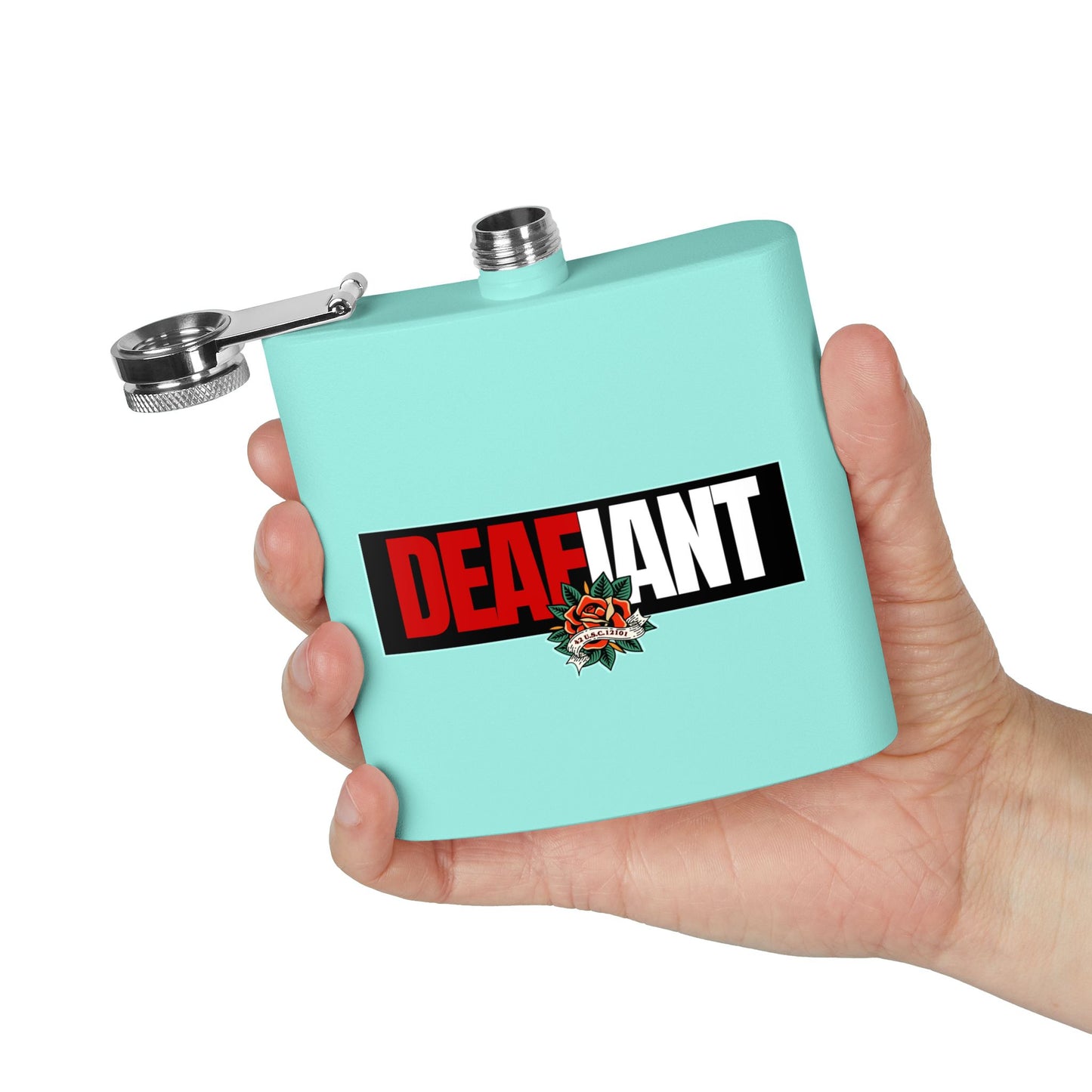 DEAFIANT The Quiet Riot Stainless Steel Flask, 6oz