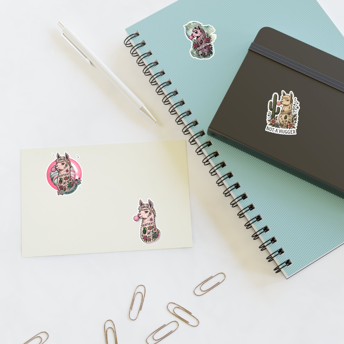 DEAFIANT x The Pink Llama – “Silent Spitfire” Stickers Sheets Ft. DEAFIANT Llama