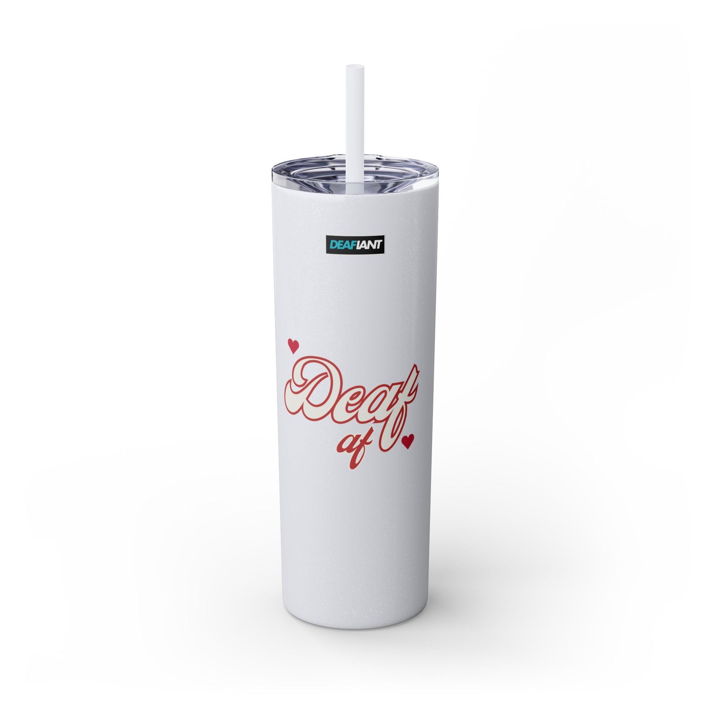 DEAFIANT Deaf AF Skinny Tumbler with Straw, 20oz