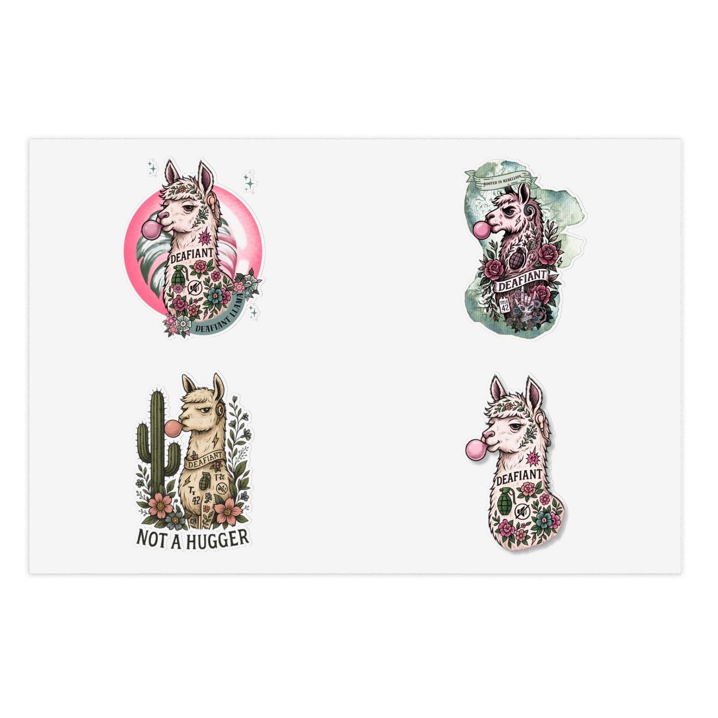 DEAFIANT x The Pink Llama – “Silent Spitfire” Stickers Sheets Ft. DEAFIANT Llama