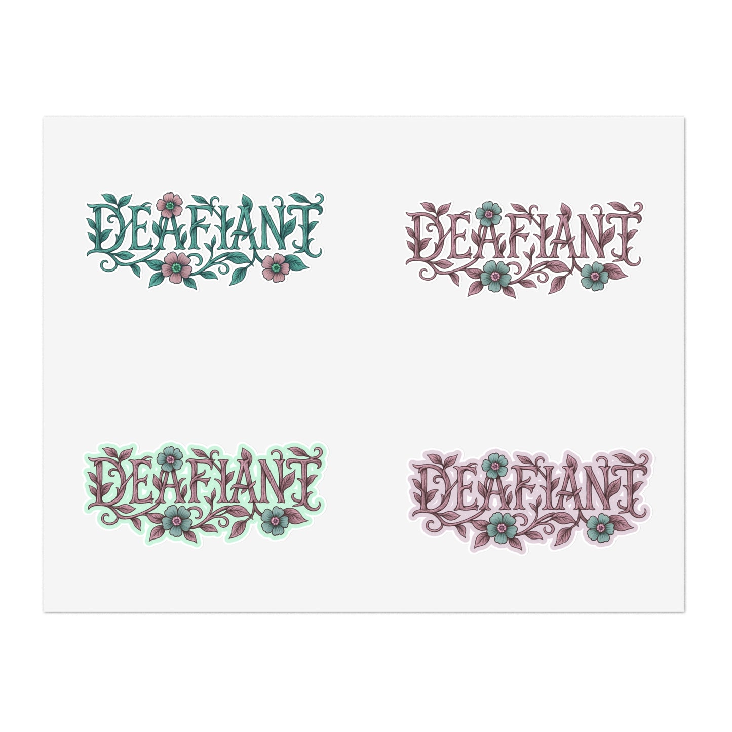 "Rooted Rebels" – The Pink Llama x DEAFIANT Floral Collab Tee Sticker Sheets | Inspirational Decals for Scrapbooking, Journaling, Gift Wrapping, Decor, & More