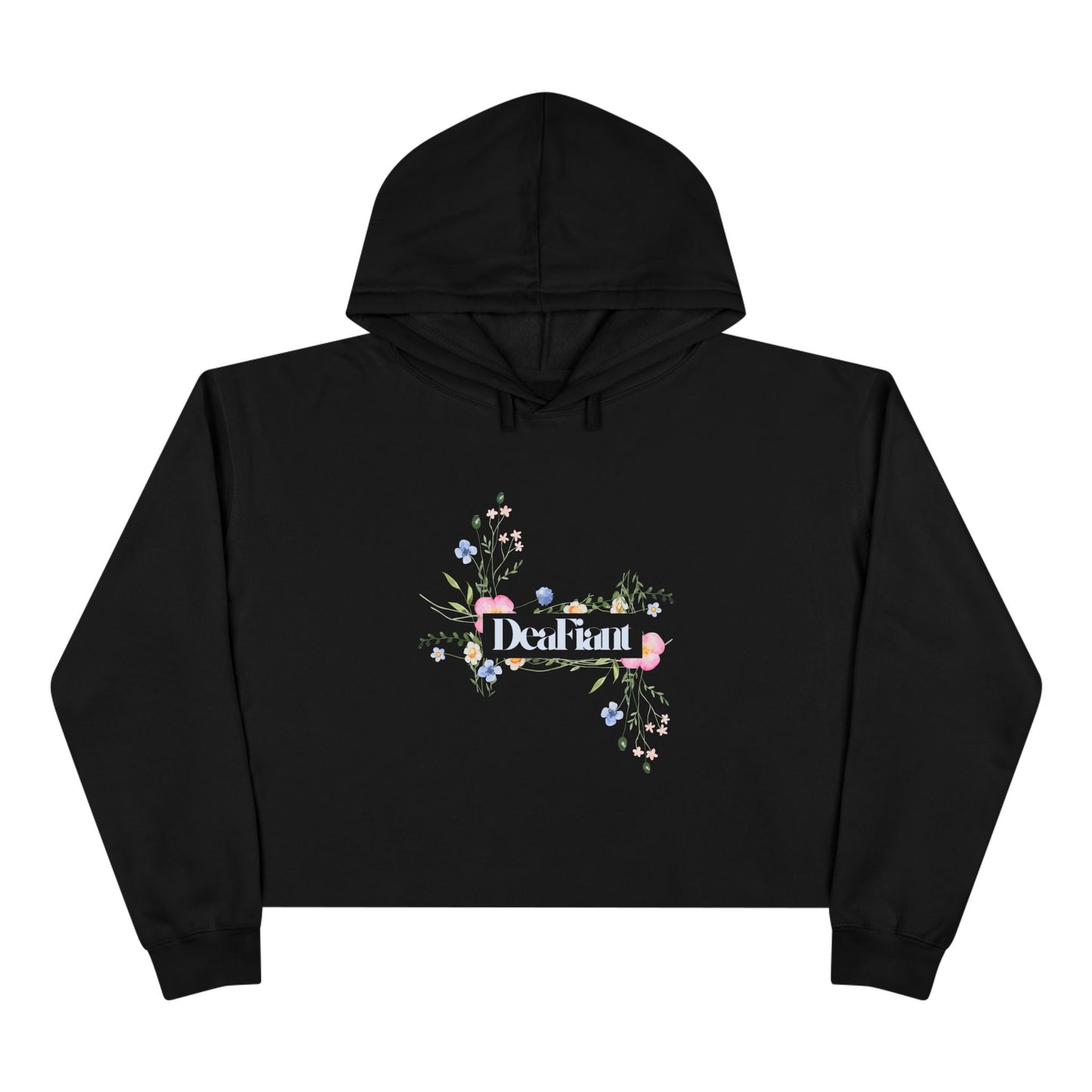 DEAFIANT She Blooms Floral Crop Hoodie