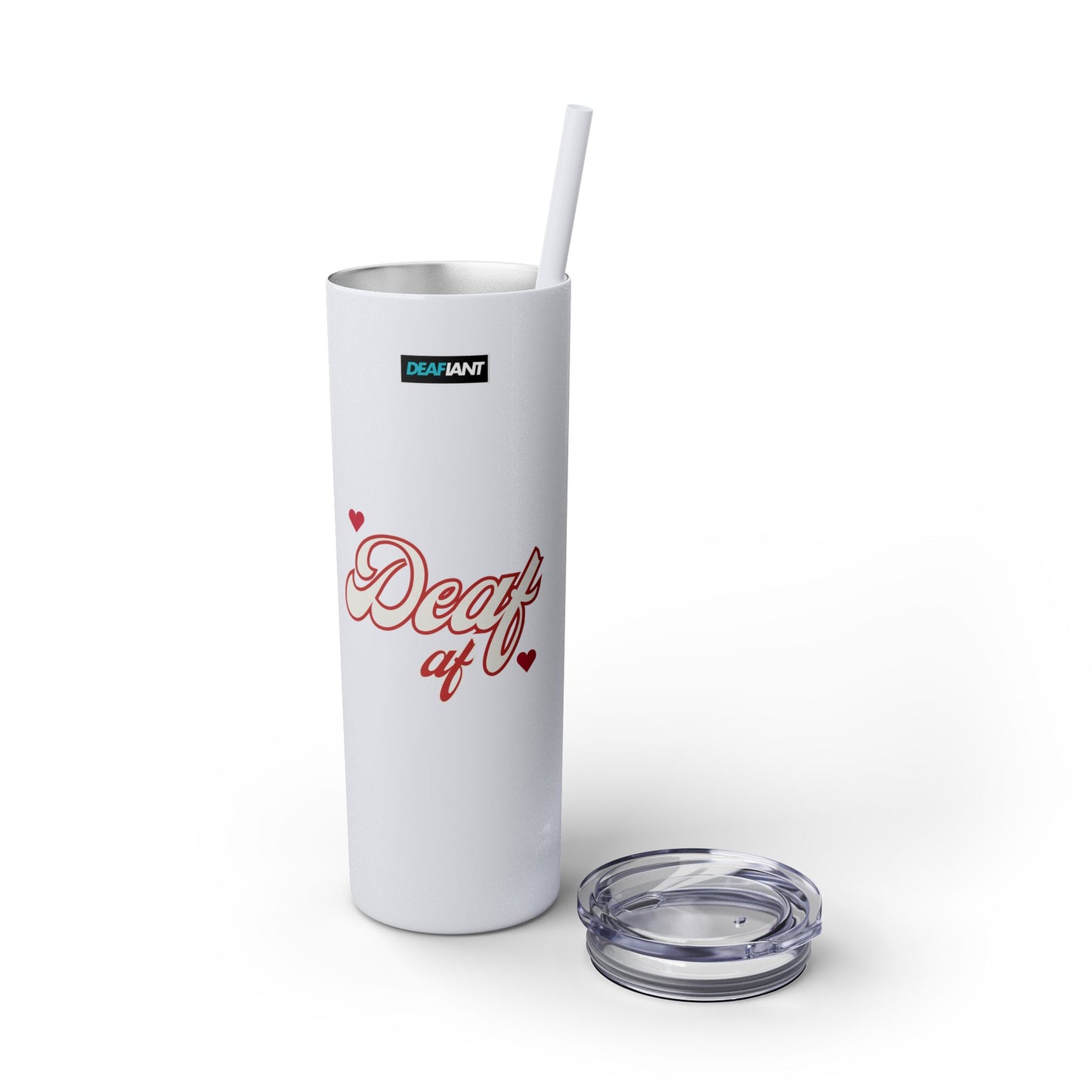 DEAFIANT Deaf AF Skinny Tumbler with Straw, 20oz