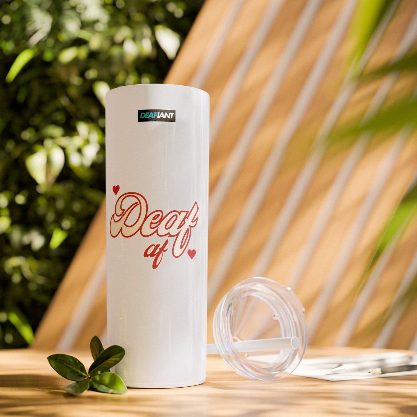 DEAFIANT Deaf AF Skinny Tumbler with Straw, 20oz