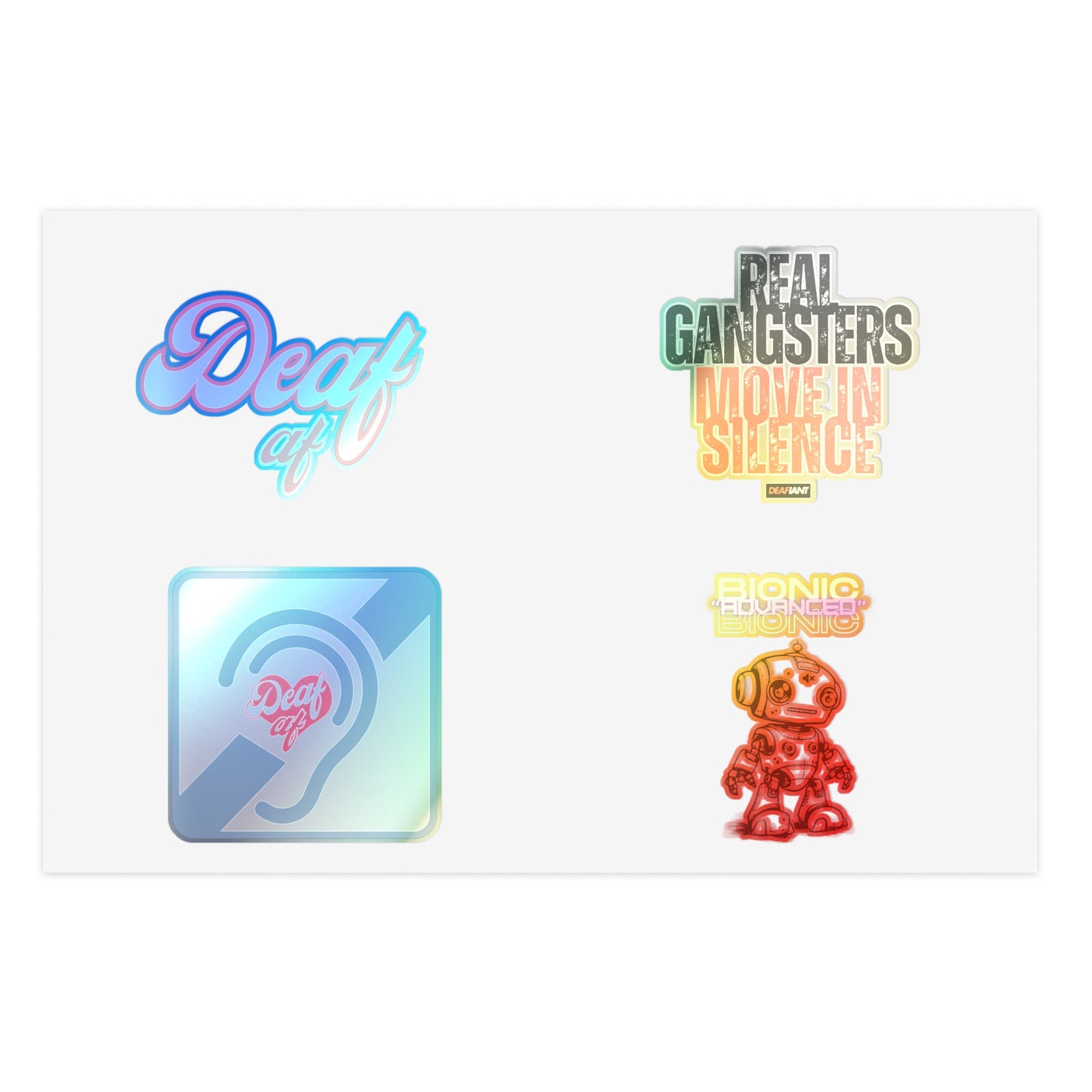 DEAFIANT Identity Sticker Pack – “Deaf AF + Tech & Truth” Series | Unique Designs for Personalizing Laptops, Notebooks, Gifts, and More!