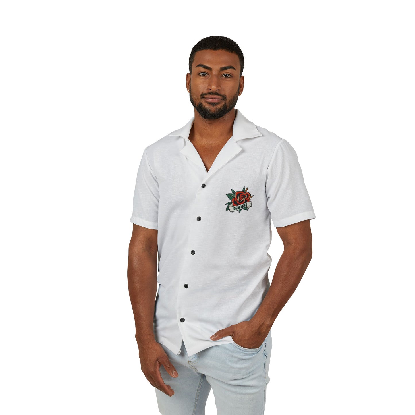 DEAFIANT Island Rebel Men's Hawaiian Camp Shirt