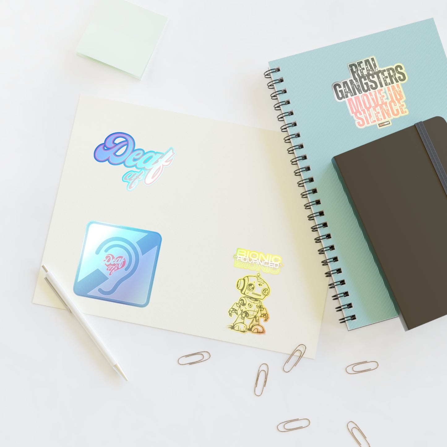 DEAFIANT Identity Sticker Pack – “Deaf AF + Tech & Truth” Series | Unique Designs for Personalizing Laptops, Notebooks, Gifts, and More!