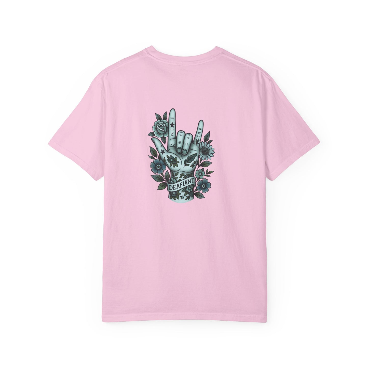 "Rooted Rebels β The Pink Llama x DEAFIANT Floral Collab Tee Unisex T-Shirt