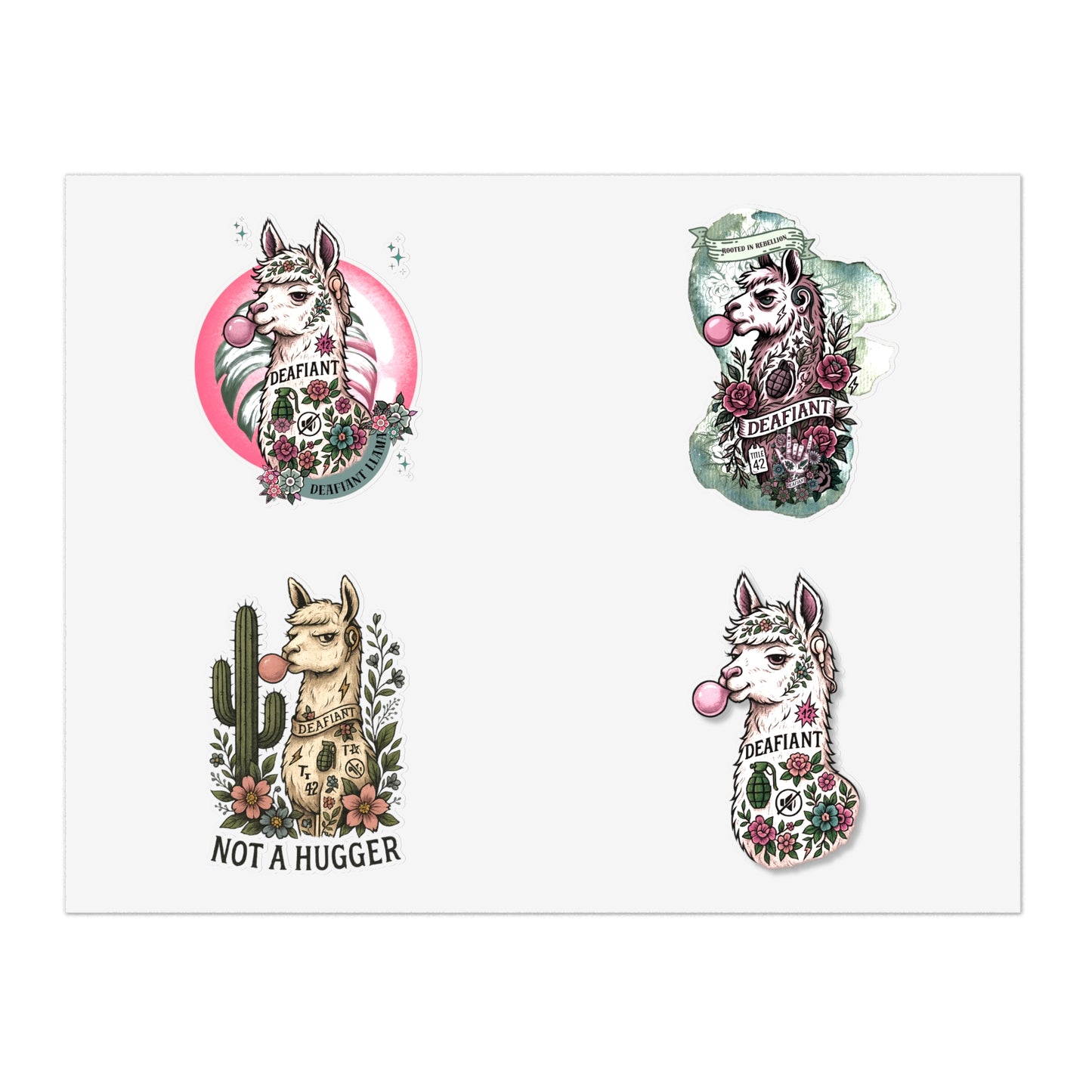 DEAFIANT x The Pink Llama – “Silent Spitfire” Stickers Sheets Ft. DEAFIANT Llama
