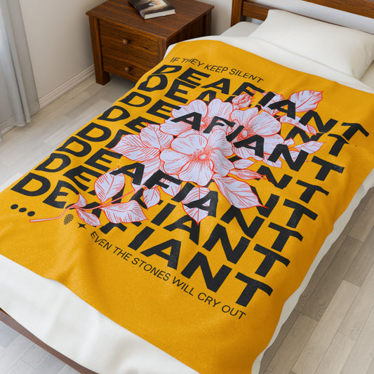 DEAFIANT Stones Cry Out Floral Velveteen Plush Blanket
