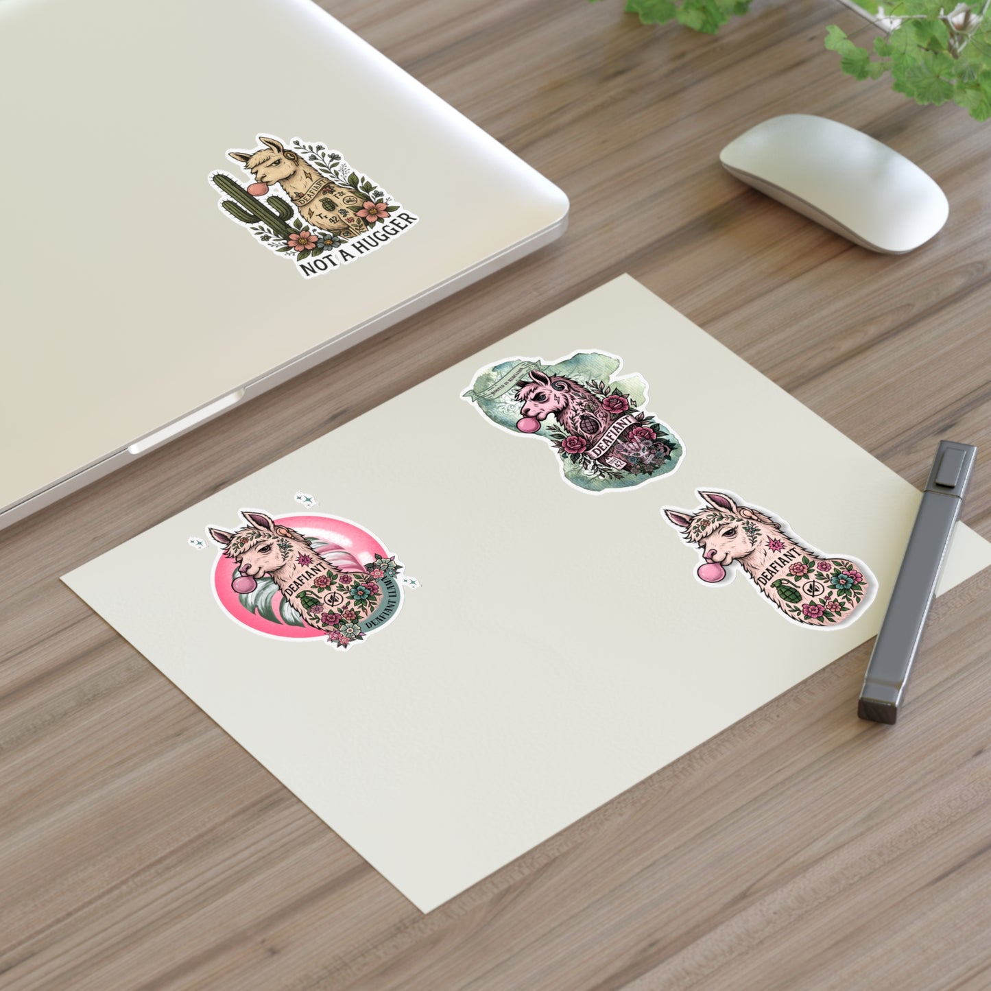 DEAFIANT x The Pink Llama – “Silent Spitfire” Stickers Sheets Ft. DEAFIANT Llama