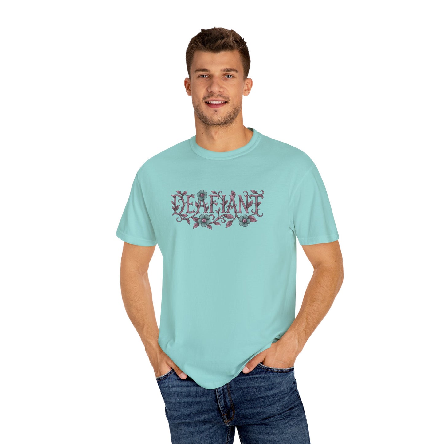 "Rooted & Rebellious" β The Pink Llama x DEAFIANT Floral Collab Tee | Unisex Garment-Dyed T-shirt