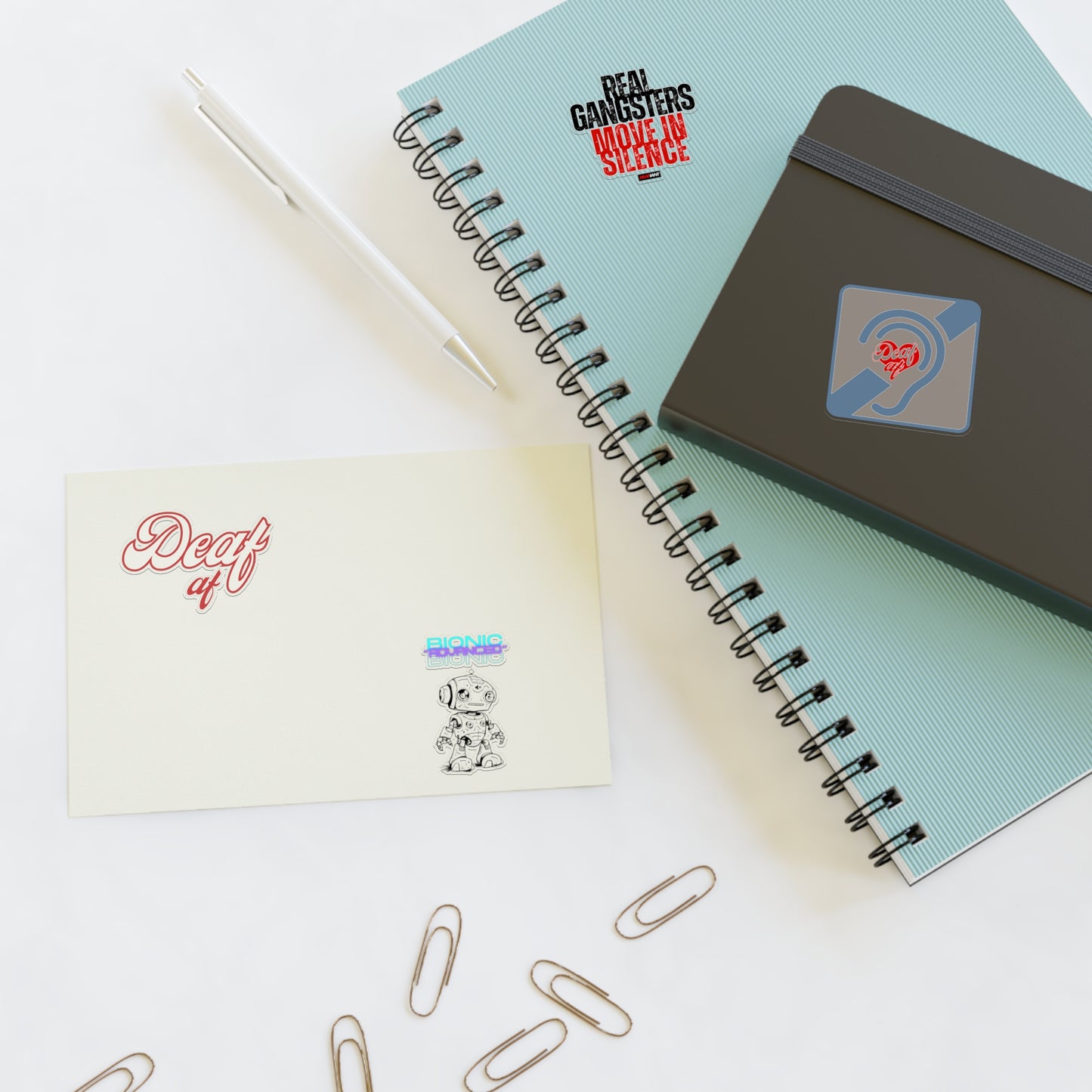 DEAFIANT Identity Sticker Pack – “Deaf AF + Tech & Truth” Series | Unique Designs for Personalizing Laptops, Notebooks, Gifts, and More!