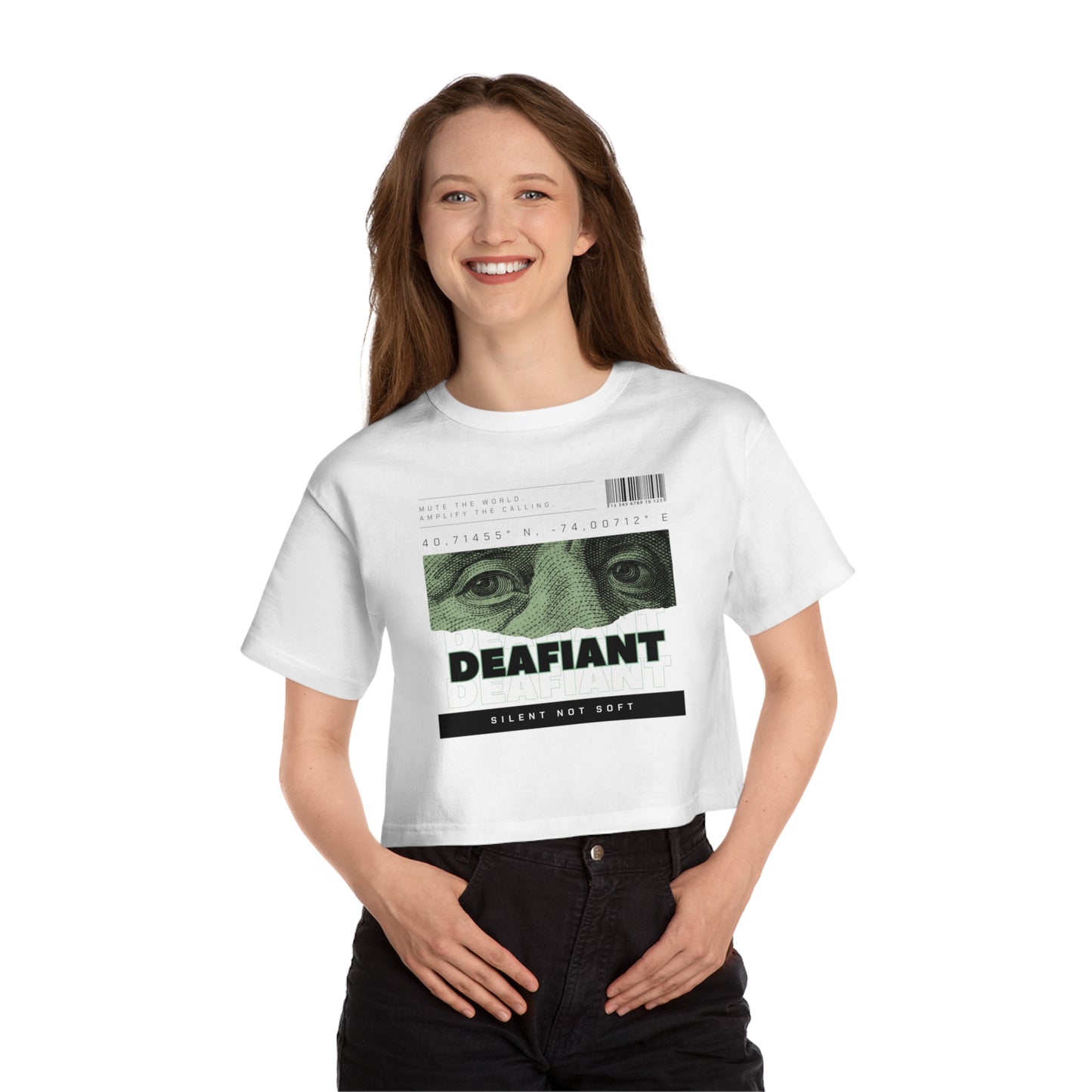 DEAFIANT Deaf Money Talks Champion Cropped T-Shirt