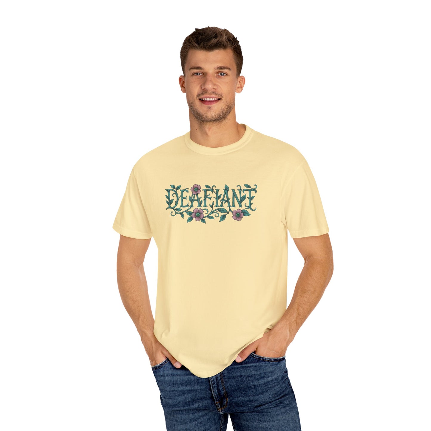 "Rooted Rebels β The Pink Llama x DEAFIANT Floral Collab Tee Unisex T-Shirt