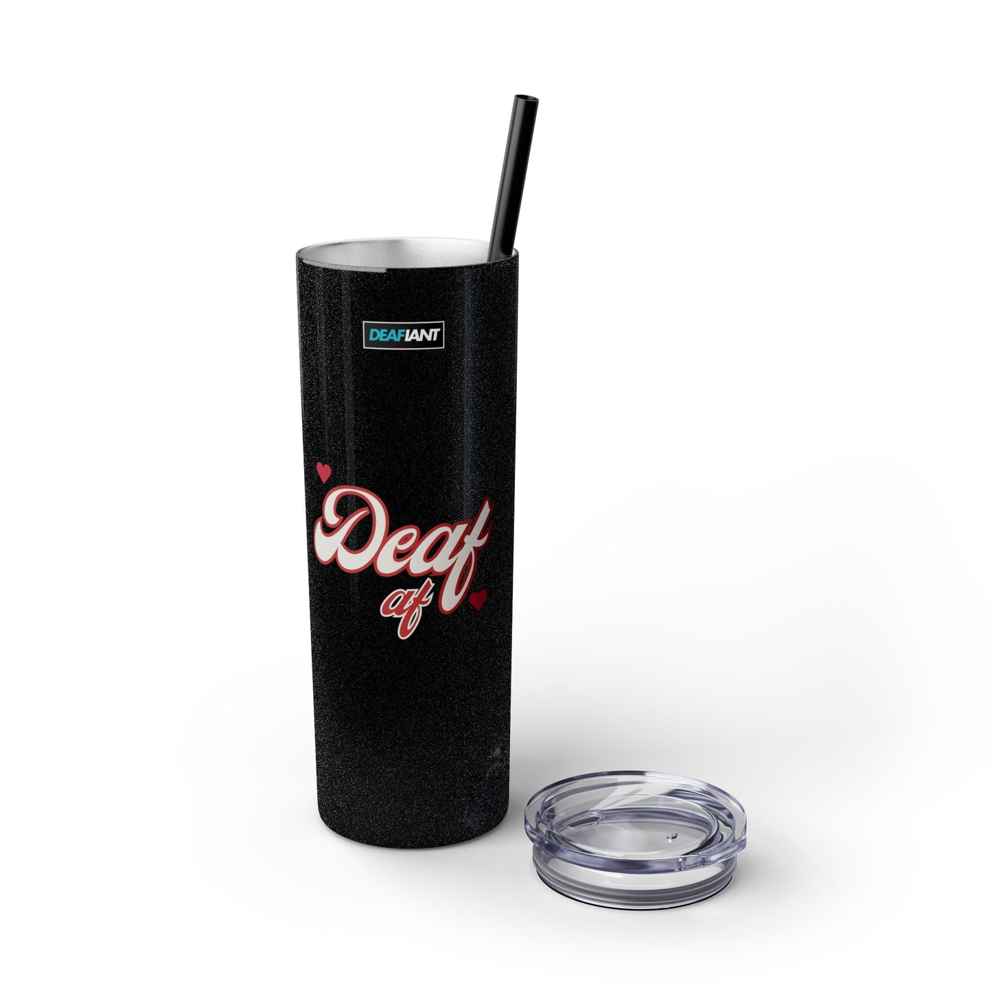 DEAFIANT Deaf AF Skinny Tumbler with Straw, 20oz