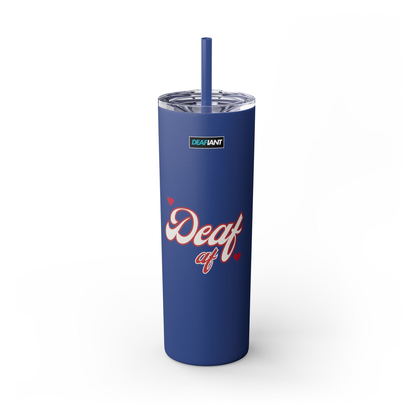 DEAFIANT Deaf AF Skinny Tumbler with Straw, 20oz