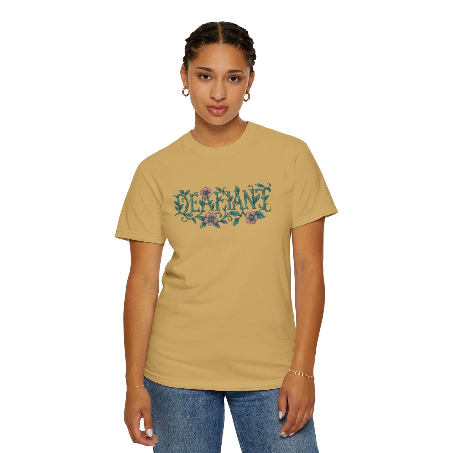 "Rooted Rebels β The Pink Llama x DEAFIANT Floral Collab Tee Unisex T-Shirt