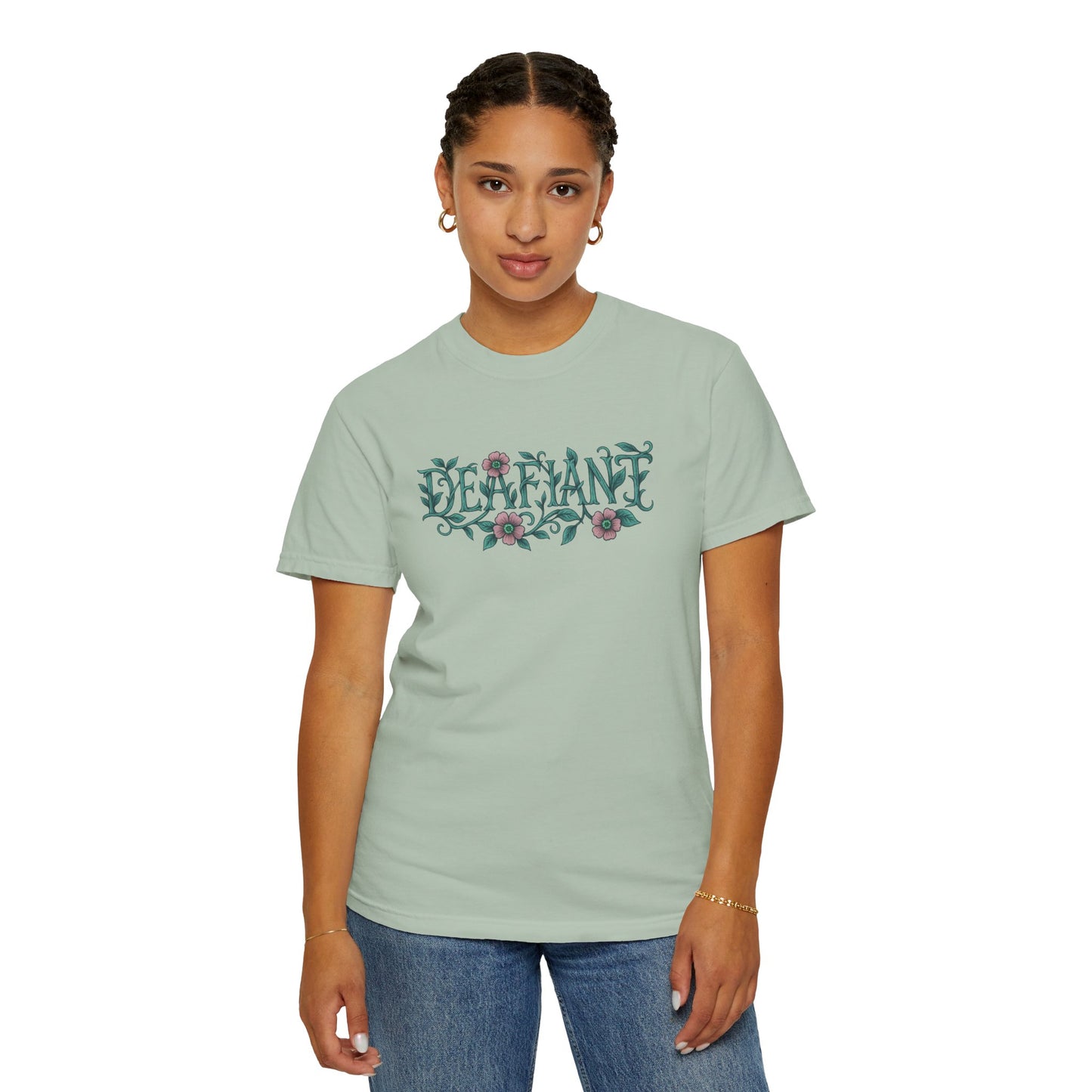 "Rooted Rebels β The Pink Llama x DEAFIANT Floral Collab Tee Unisex T-Shirt