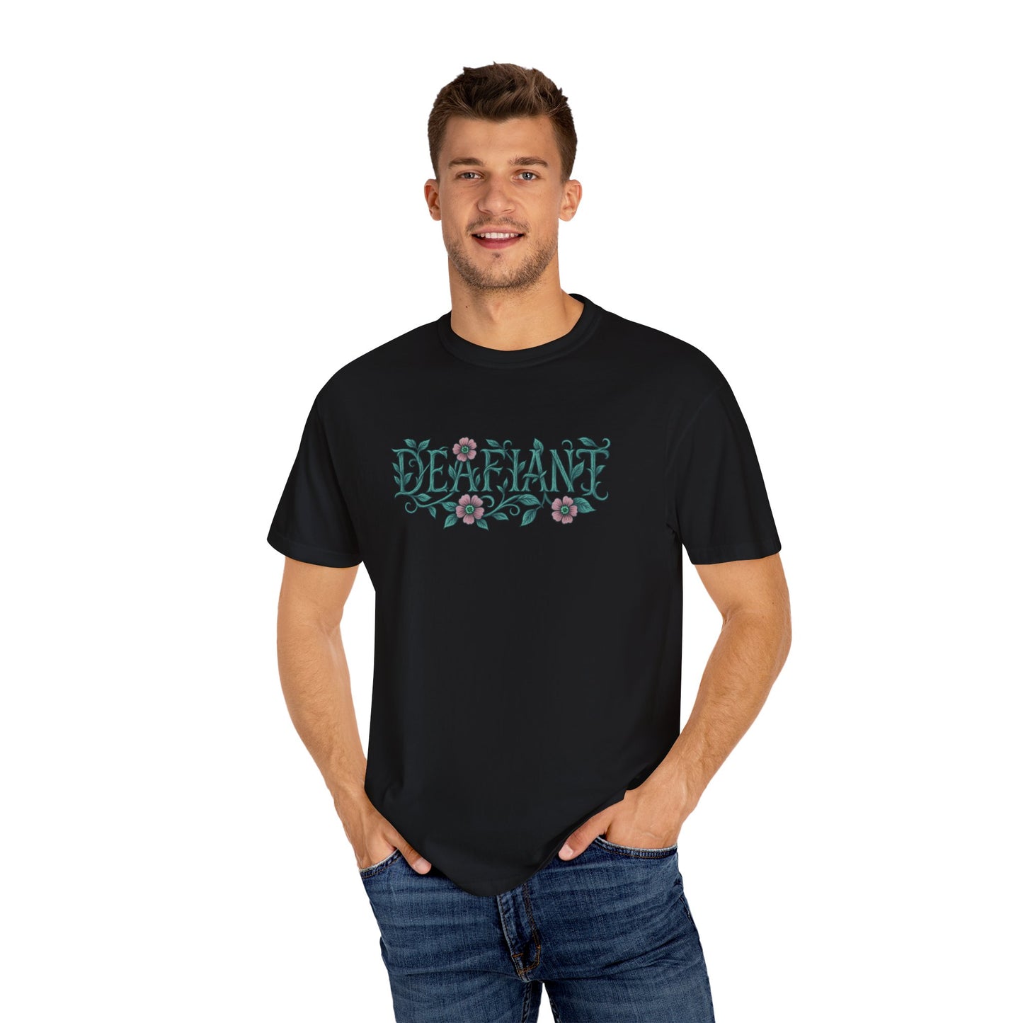 "Rooted Rebels β The Pink Llama x DEAFIANT Floral Collab Tee Unisex T-Shirt
