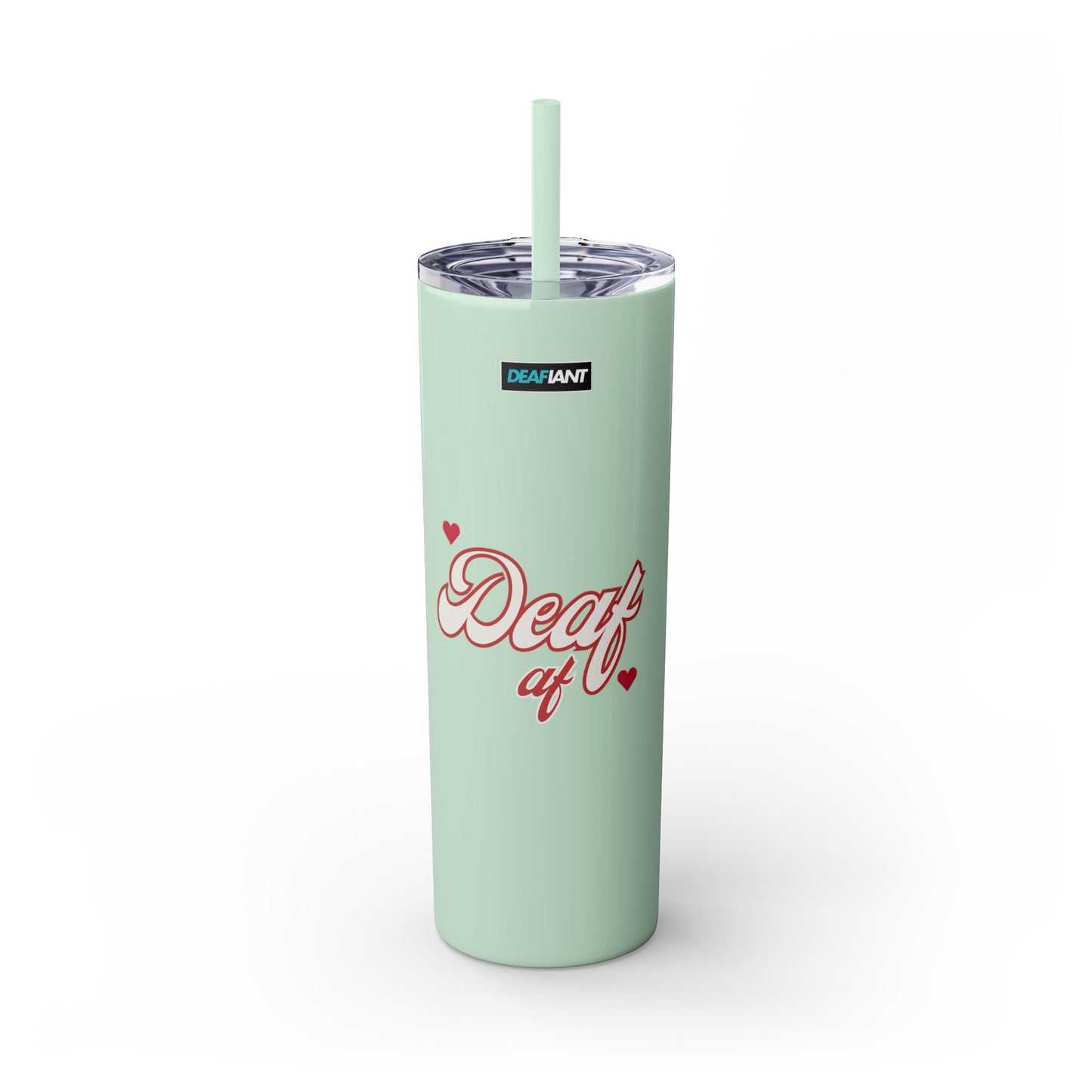 DEAFIANT Deaf AF Skinny Tumbler with Straw, 20oz