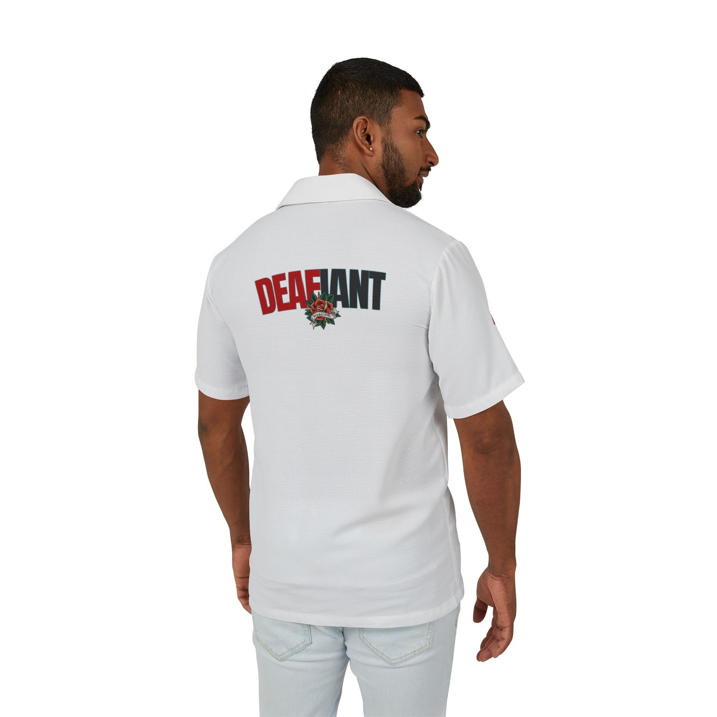 DEAFIANT Island Rebel Men's Hawaiian Camp Shirt
