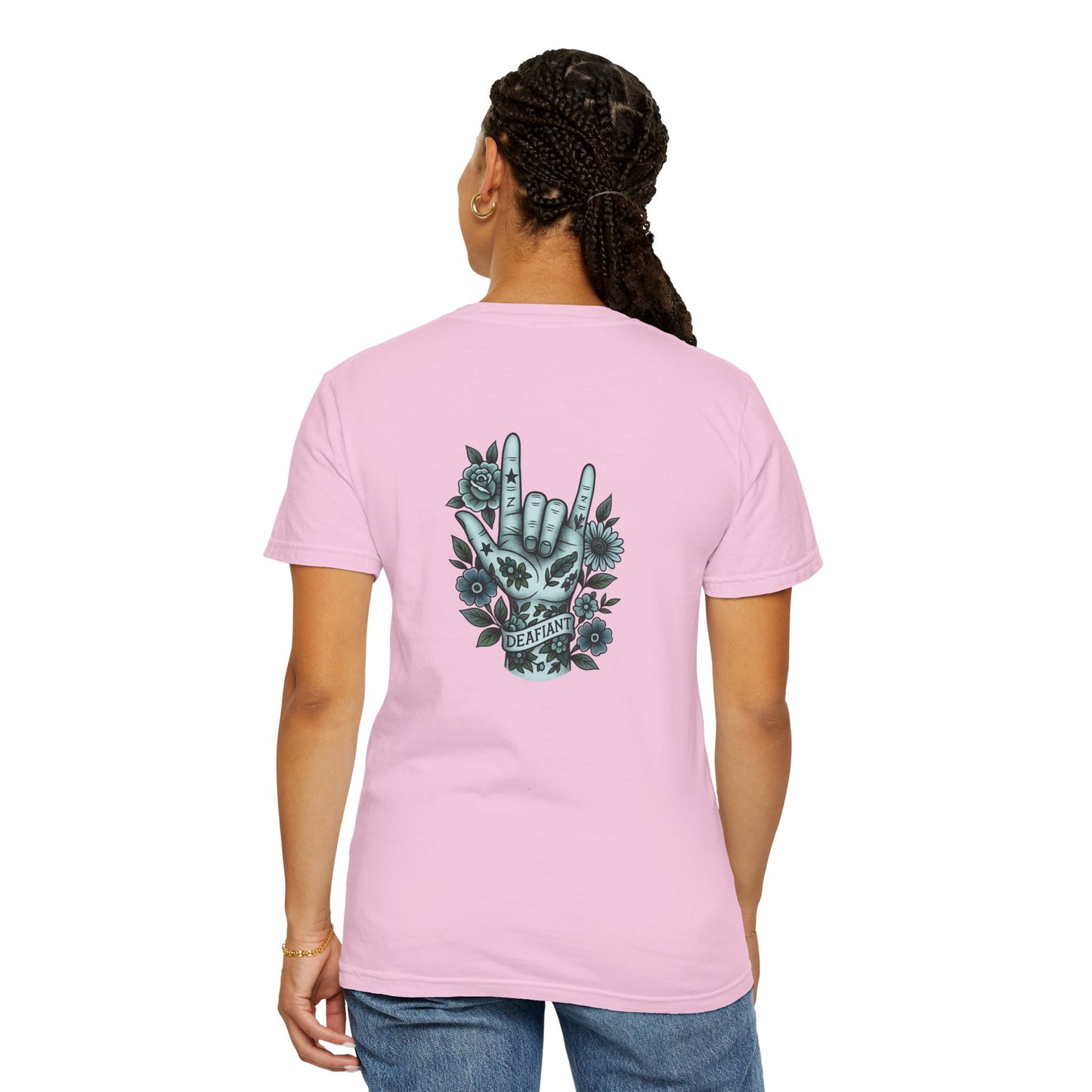 "Rooted Rebels β The Pink Llama x DEAFIANT Floral Collab Tee Unisex T-Shirt