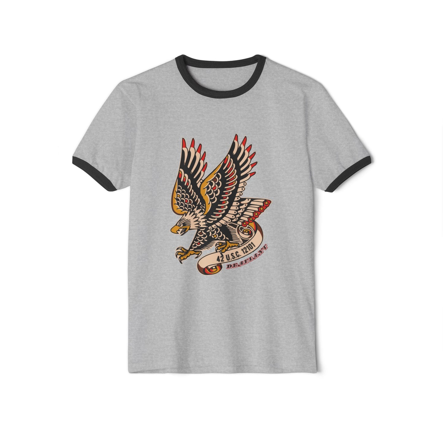 DEAFIANT Screamin' Eagle | Unisex Cotton Ringer T-Shirt