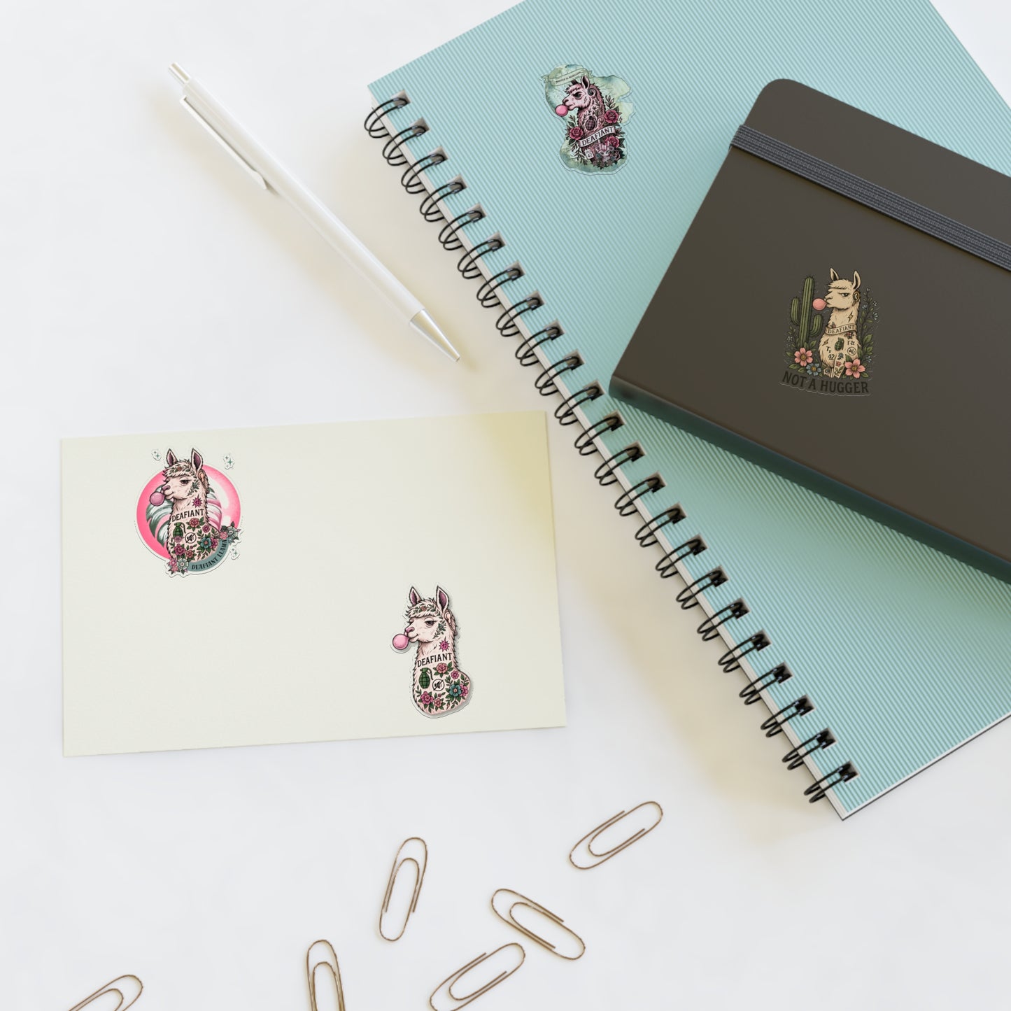 DEAFIANT x The Pink Llama – “Silent Spitfire” Stickers Sheets Ft. DEAFIANT Llama