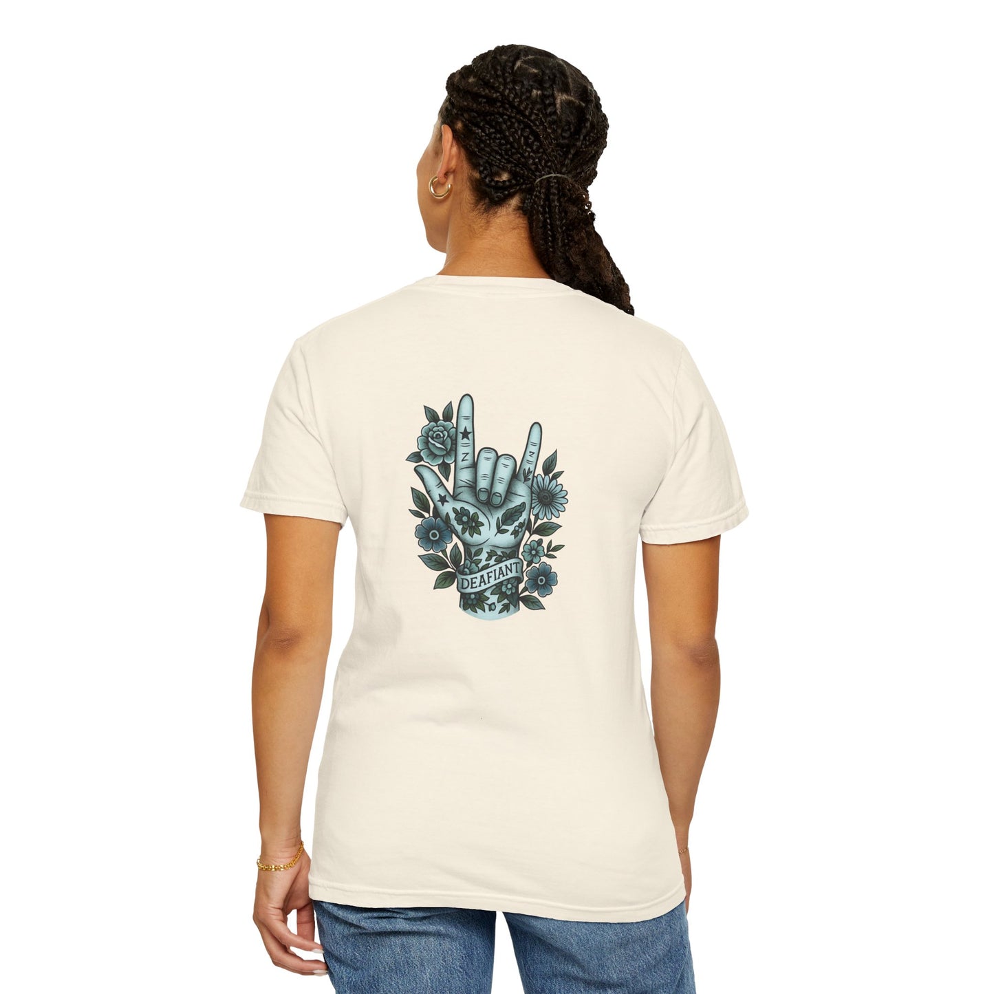 "Rooted Rebels β The Pink Llama x DEAFIANT Floral Collab Tee Unisex T-Shirt