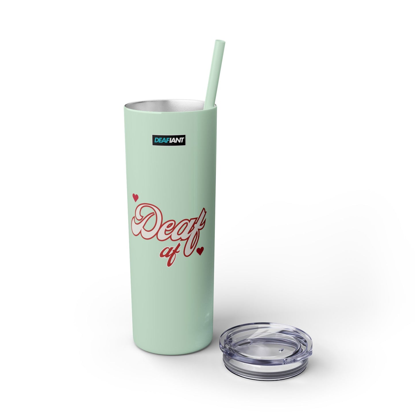 DEAFIANT Deaf AF Skinny Tumbler with Straw, 20oz