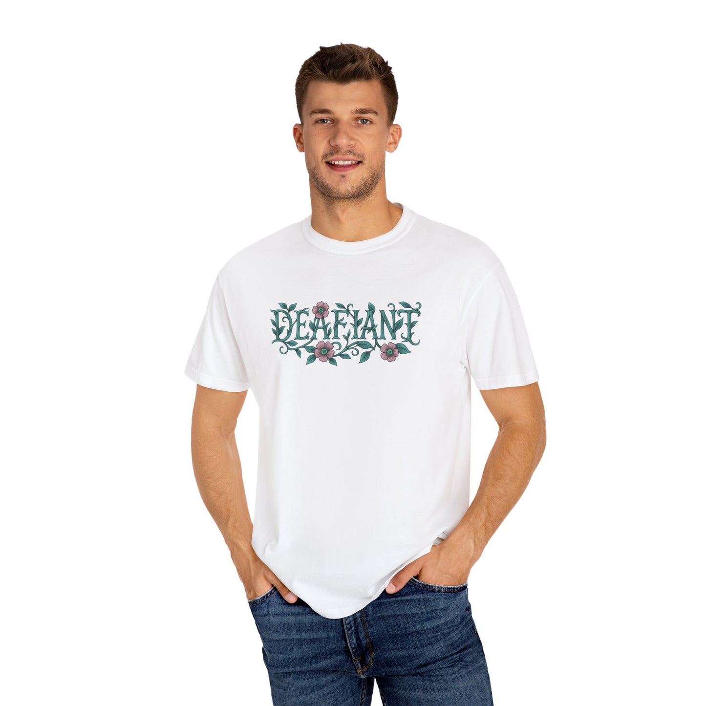 "Rooted Rebels β The Pink Llama x DEAFIANT Floral Collab Tee Unisex T-Shirt