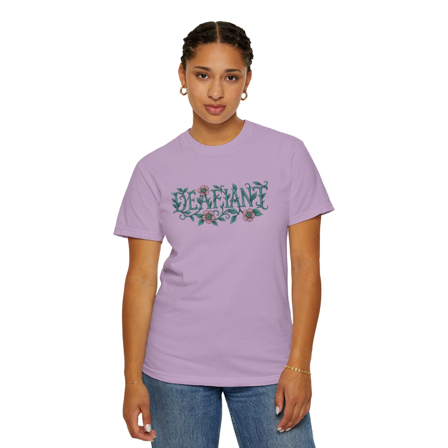 "Rooted Rebels β The Pink Llama x DEAFIANT Floral Collab Tee Unisex T-Shirt