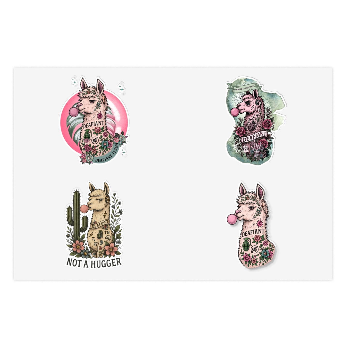 DEAFIANT x The Pink Llama – “Silent Spitfire” Stickers Sheets Ft. DEAFIANT Llama