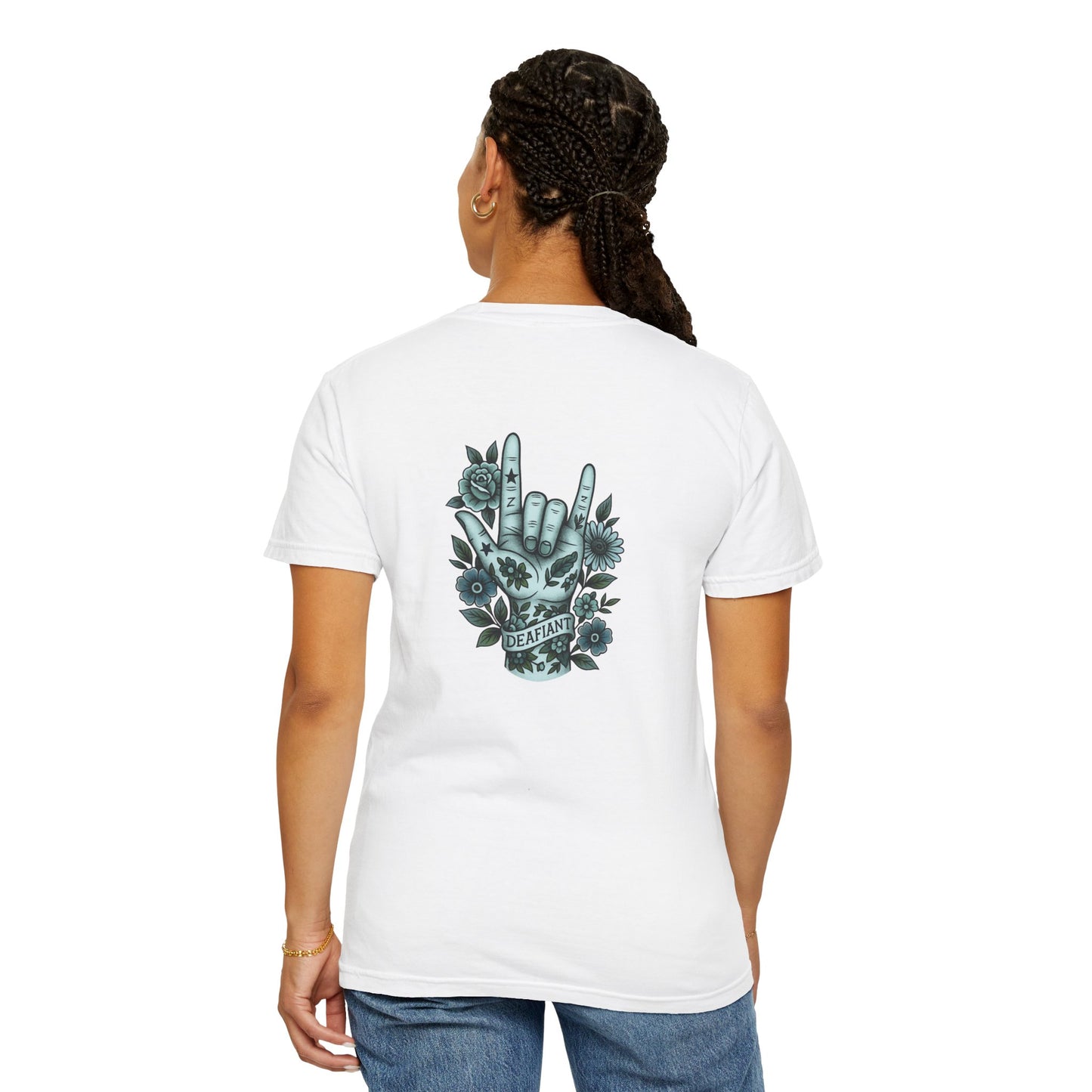 "Rooted Rebels β The Pink Llama x DEAFIANT Floral Collab Tee Unisex T-Shirt