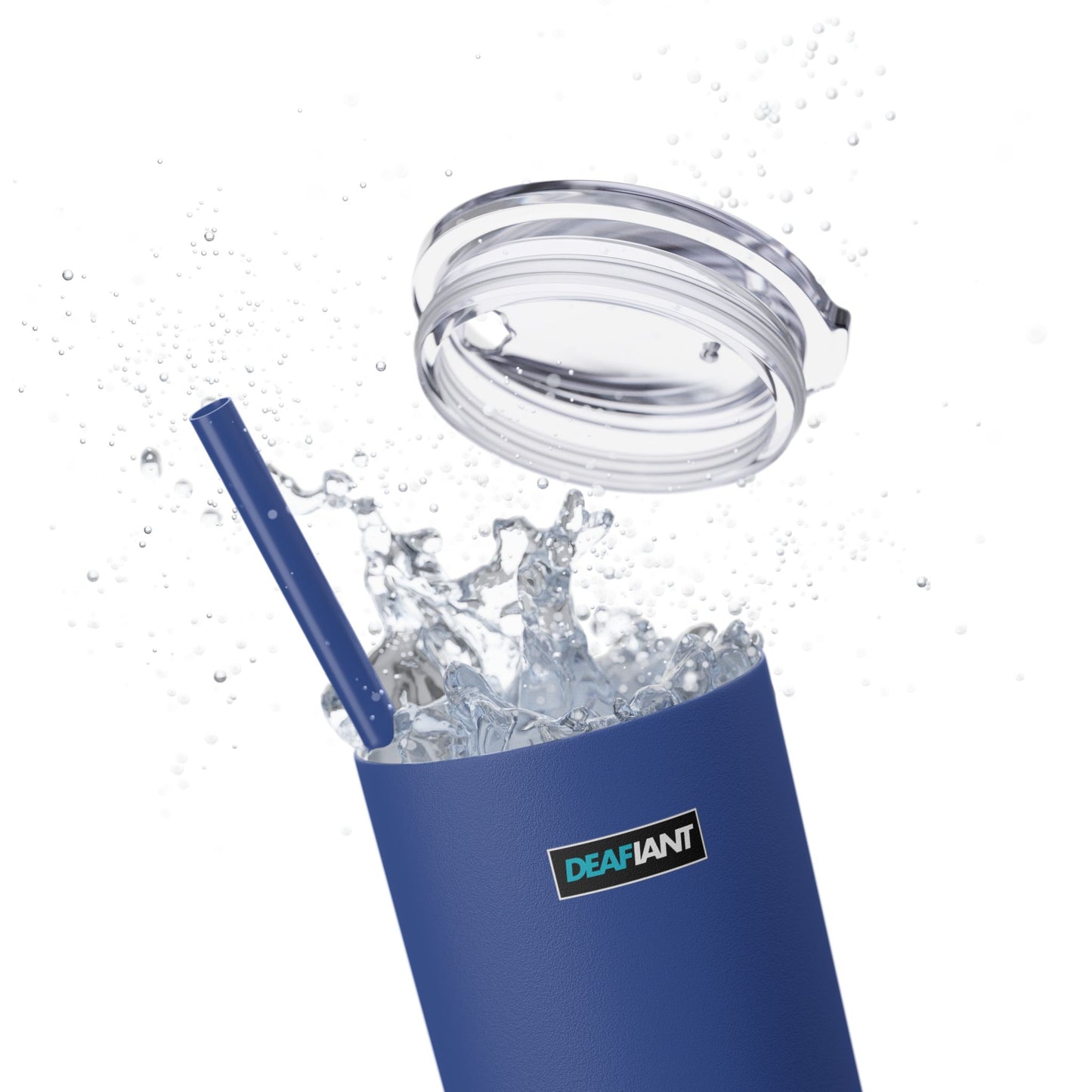 DEAFIANT Deaf AF Skinny Tumbler with Straw, 20oz