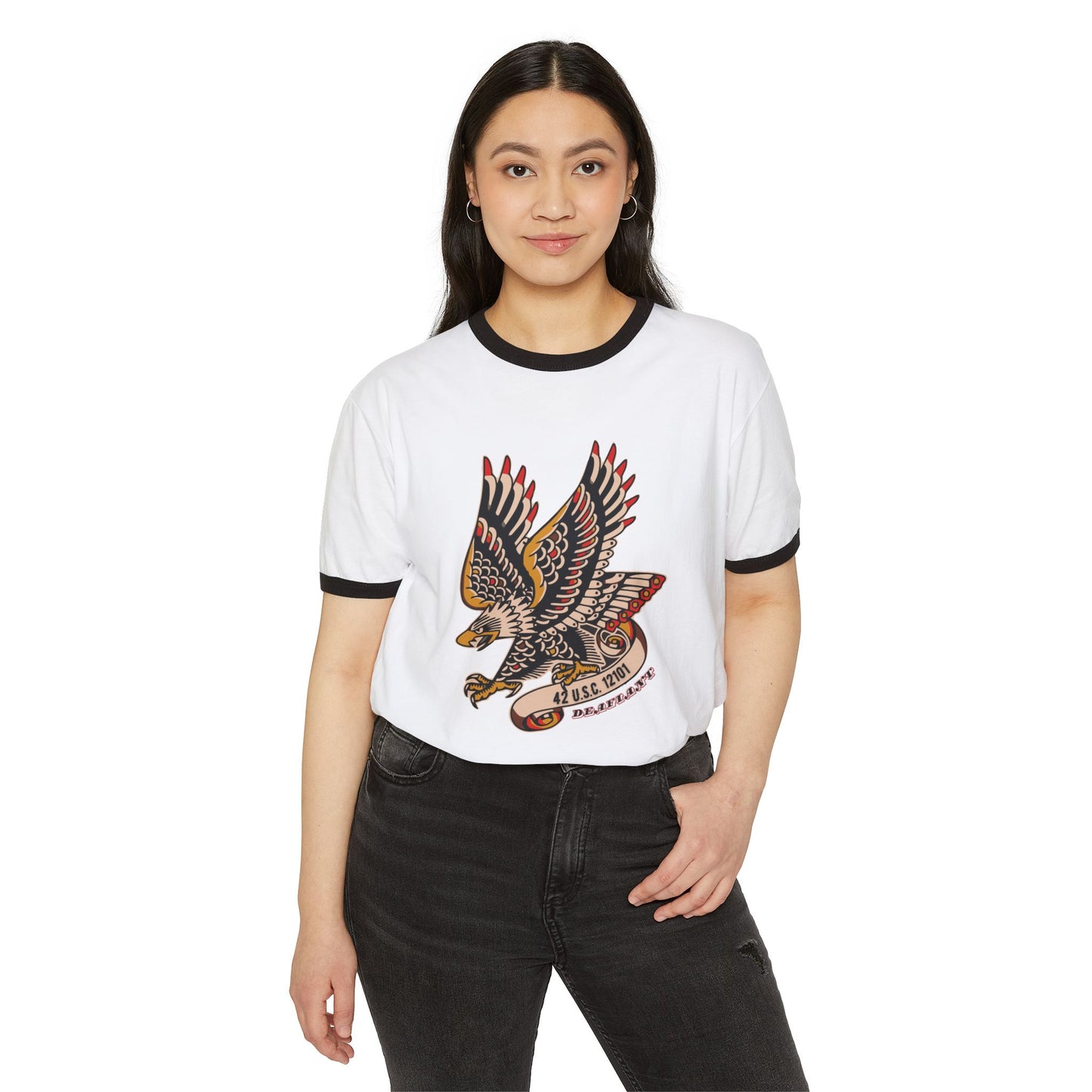 DEAFIANT Screamin' Eagle | Unisex Cotton Ringer T-Shirt