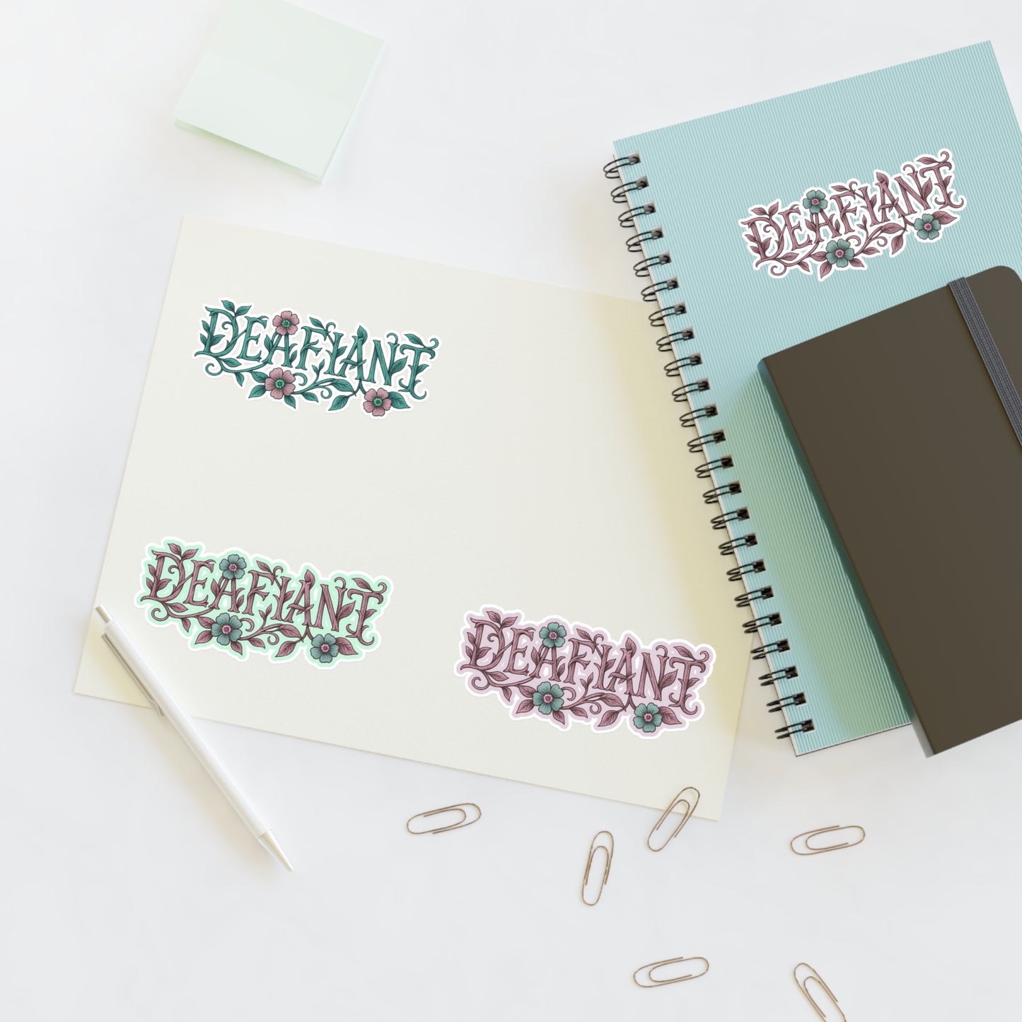 "Rooted Rebels" – The Pink Llama x DEAFIANT Floral Collab Tee Sticker Sheets | Inspirational Decals for Scrapbooking, Journaling, Gift Wrapping, Decor, & More