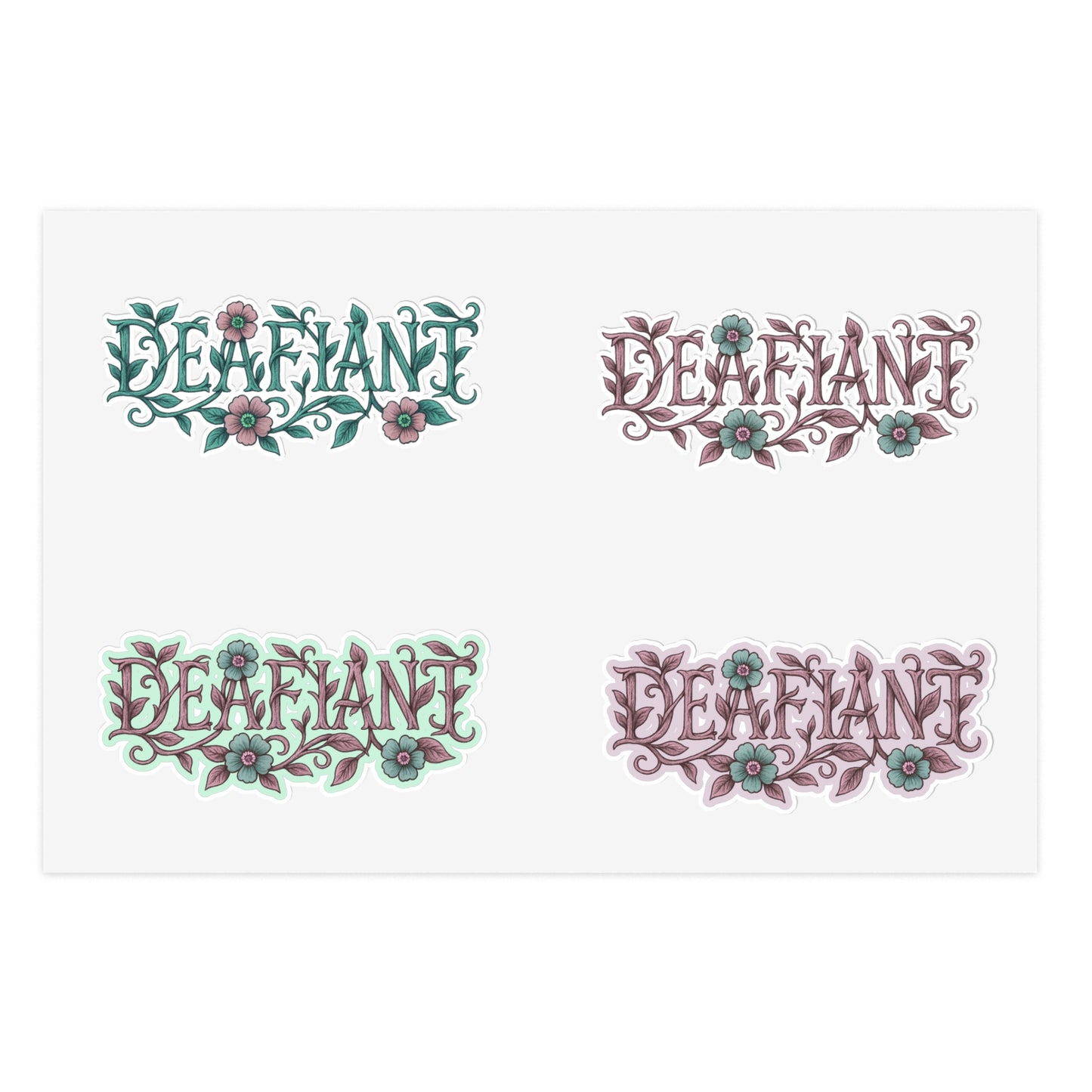 "Rooted Rebels" – The Pink Llama x DEAFIANT Floral Collab Tee Sticker Sheets | Inspirational Decals for Scrapbooking, Journaling, Gift Wrapping, Decor, & More