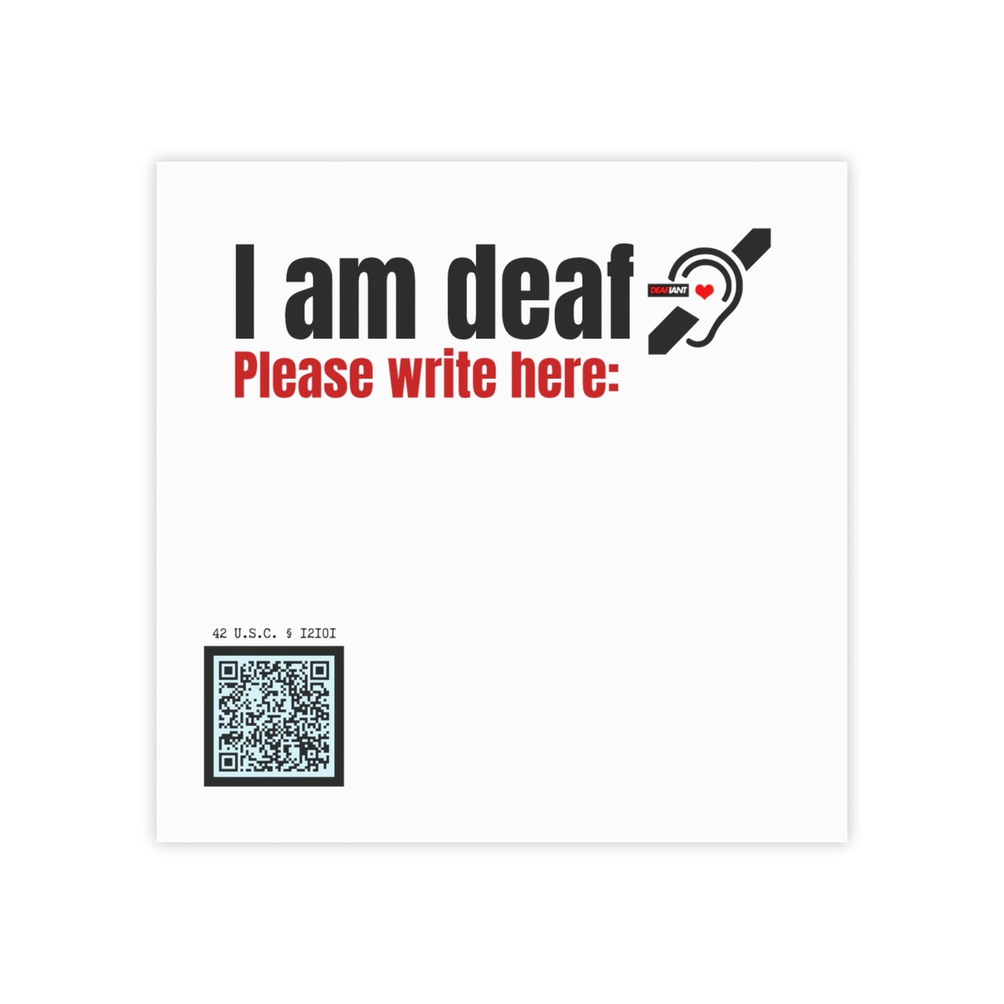 DEAFIANT Post-Me | Deaf Communication Post-It