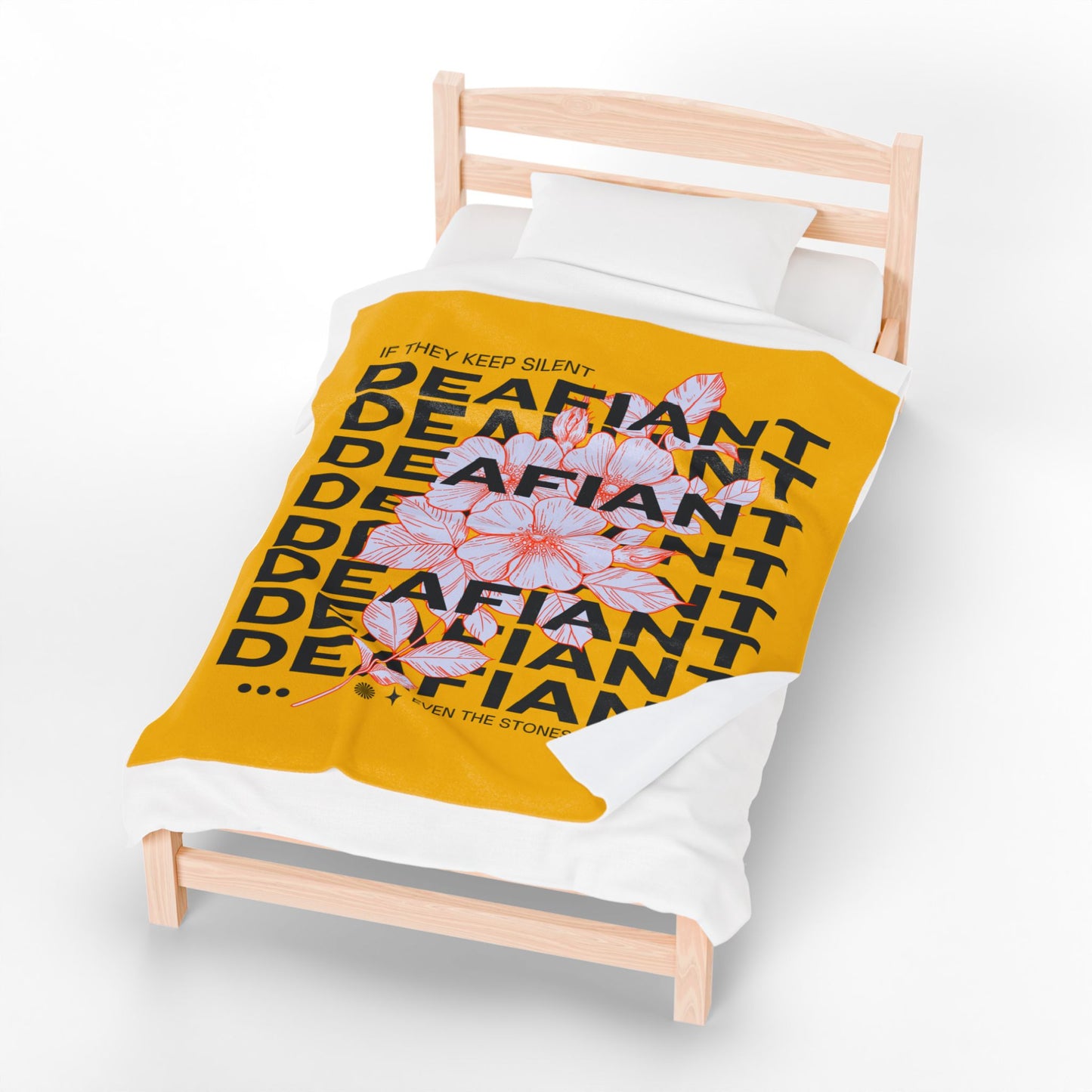 DEAFIANT Stones Cry Out Floral Velveteen Plush Blanket